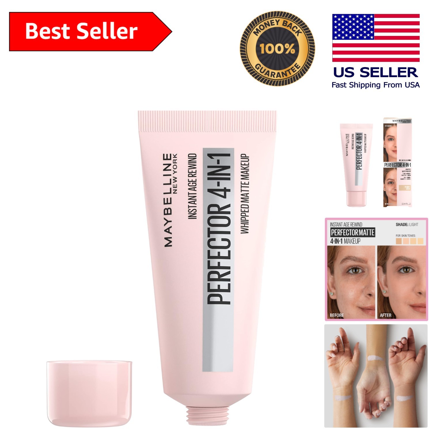 Instant Age Rewind 4-in-1 Matte Makeup, 01 Light – Flawless Skin in One Step