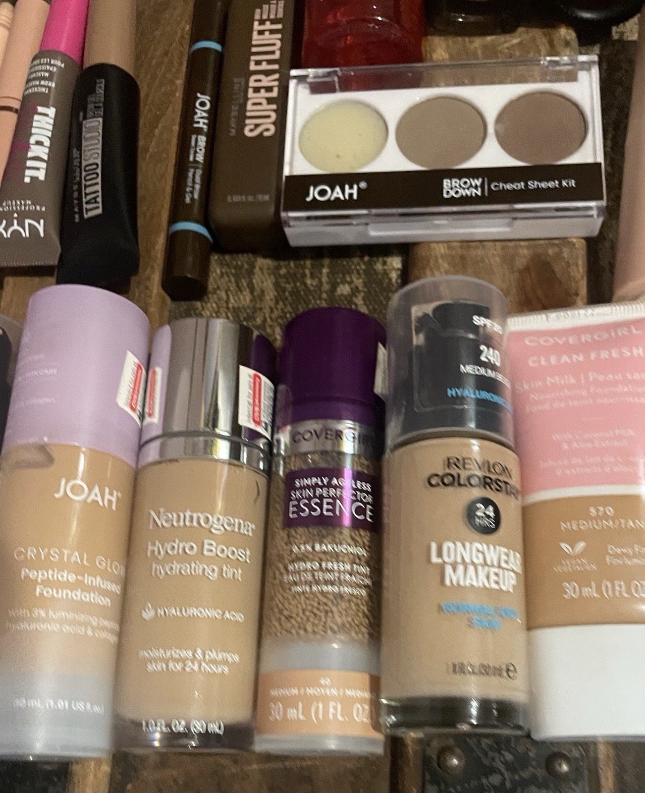 Huge makeup lot 60+ items Revlon Elf Neutrogena Nyx Milani Pixi L’Oréal Joah
