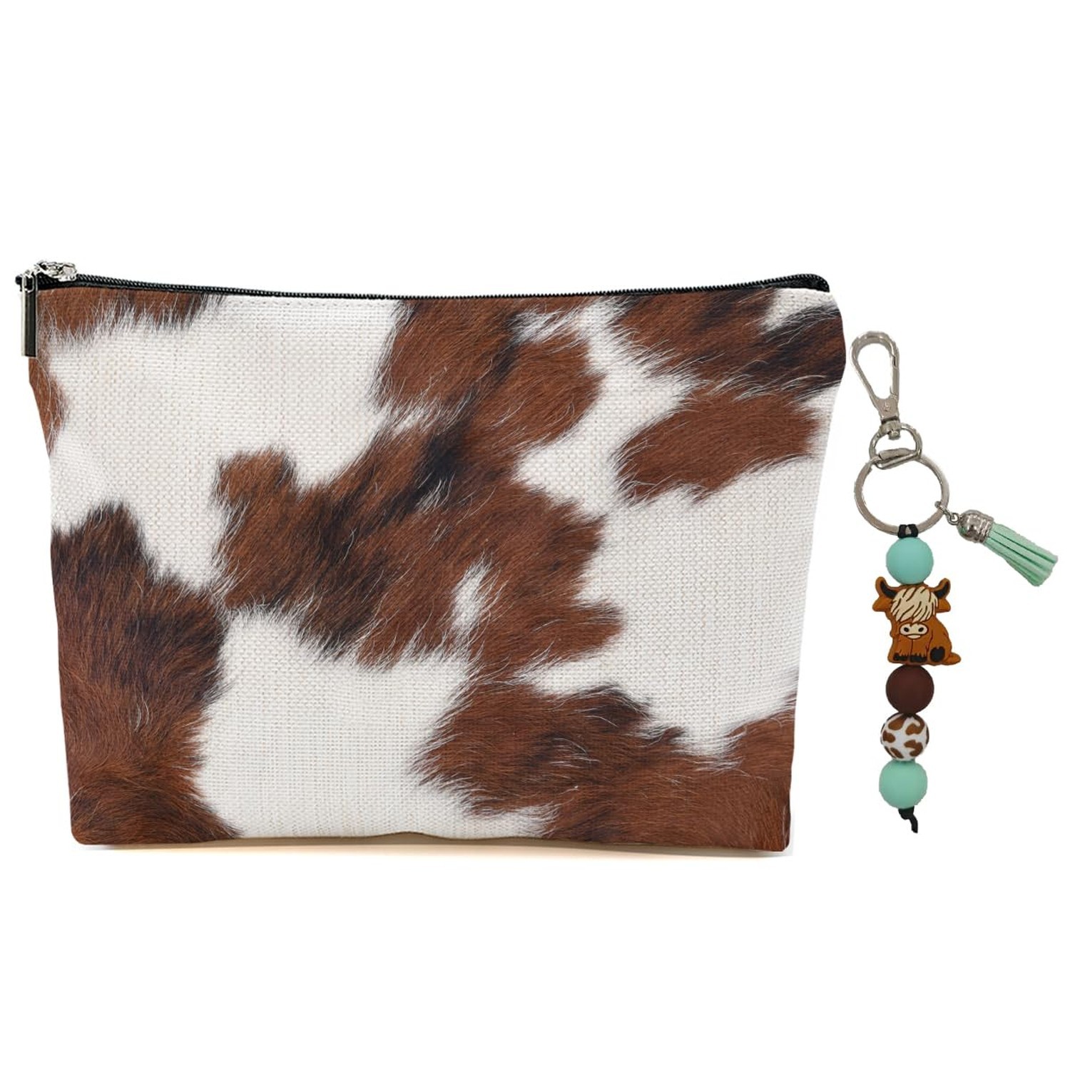 Cow Fur Print Makeup Bag for Women Lady Bestie, Large Capacity Makeup Pouch T…