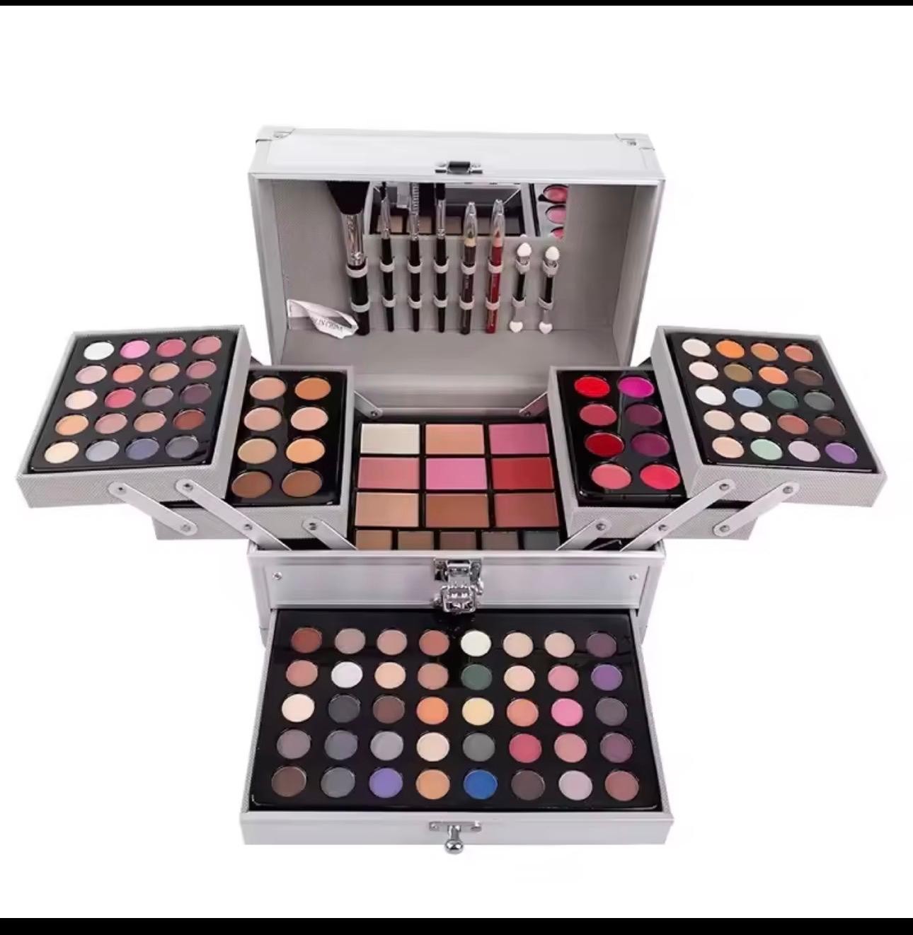 Multicolor Makeup Set Kit: Eyeshadow, Blush, Lipstick, Gloss, Brushes