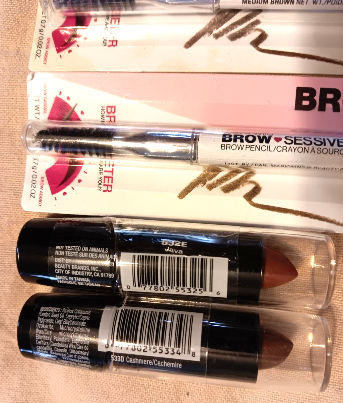 Wet n Wild Lot Medium Brown Brow Sessive Eye Pencil Eyeshadow Blush Lipstick
