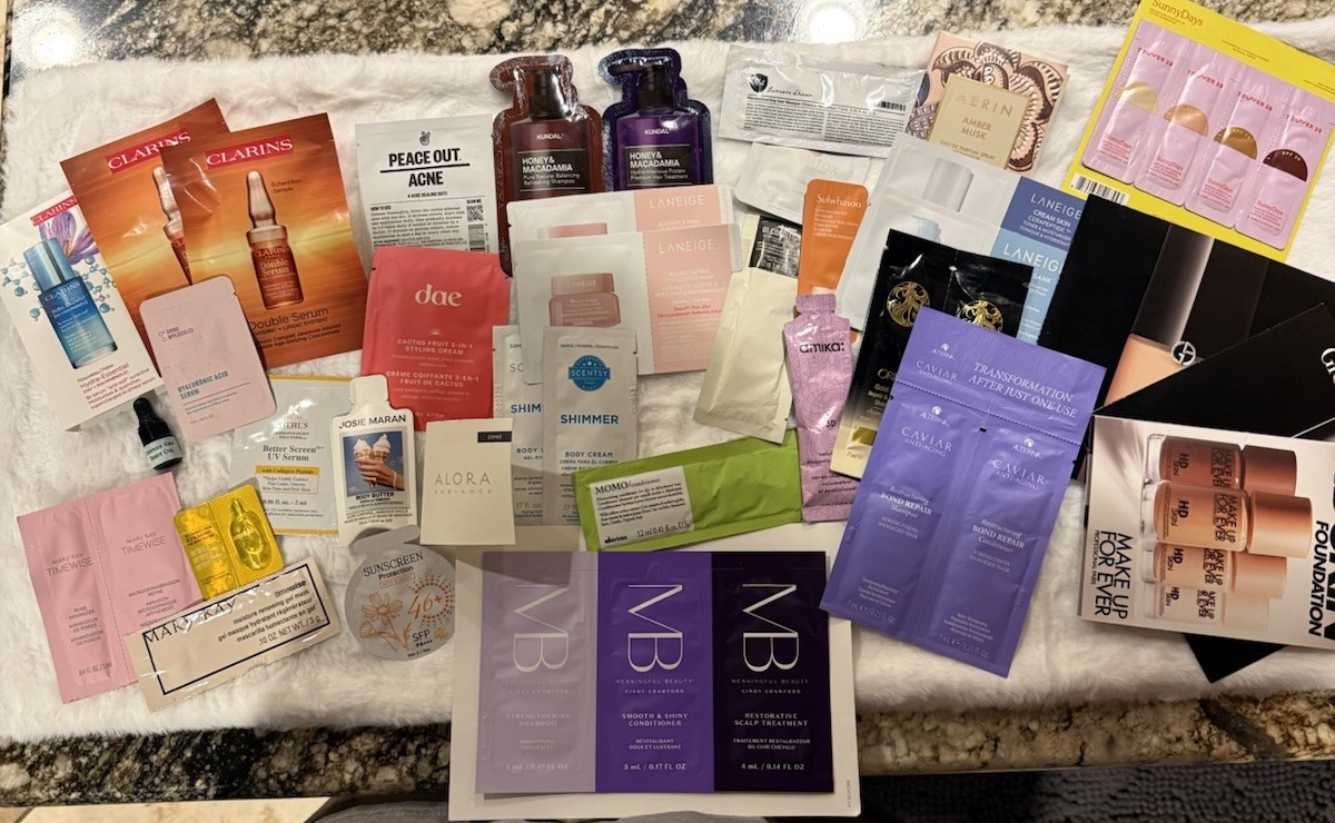 Large Lot 35 Items High End Samples Shampoo Moisturizer Sunscreen Serums