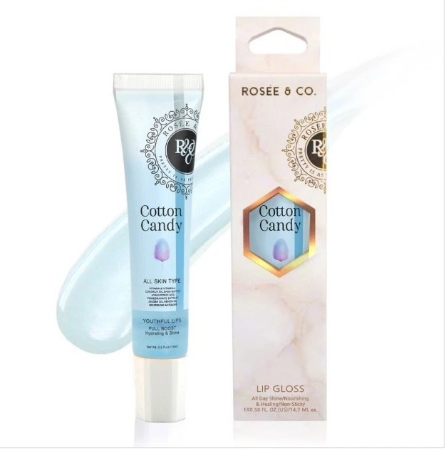 Rosee Lip Gloss Vegan, Professional Make up, Non-Sticky – Cotton Candy