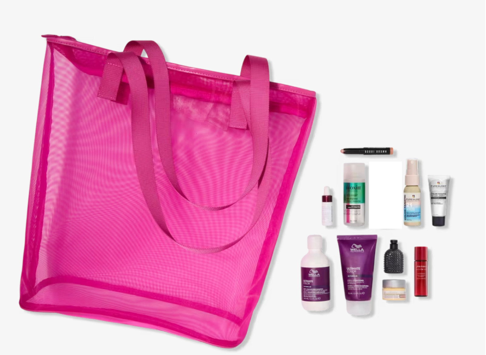 ULTA BEAUTY 11 PIECE Deluxe Hair/Skin/Makeup/Fragrance Samples w/Pink Tote Bag