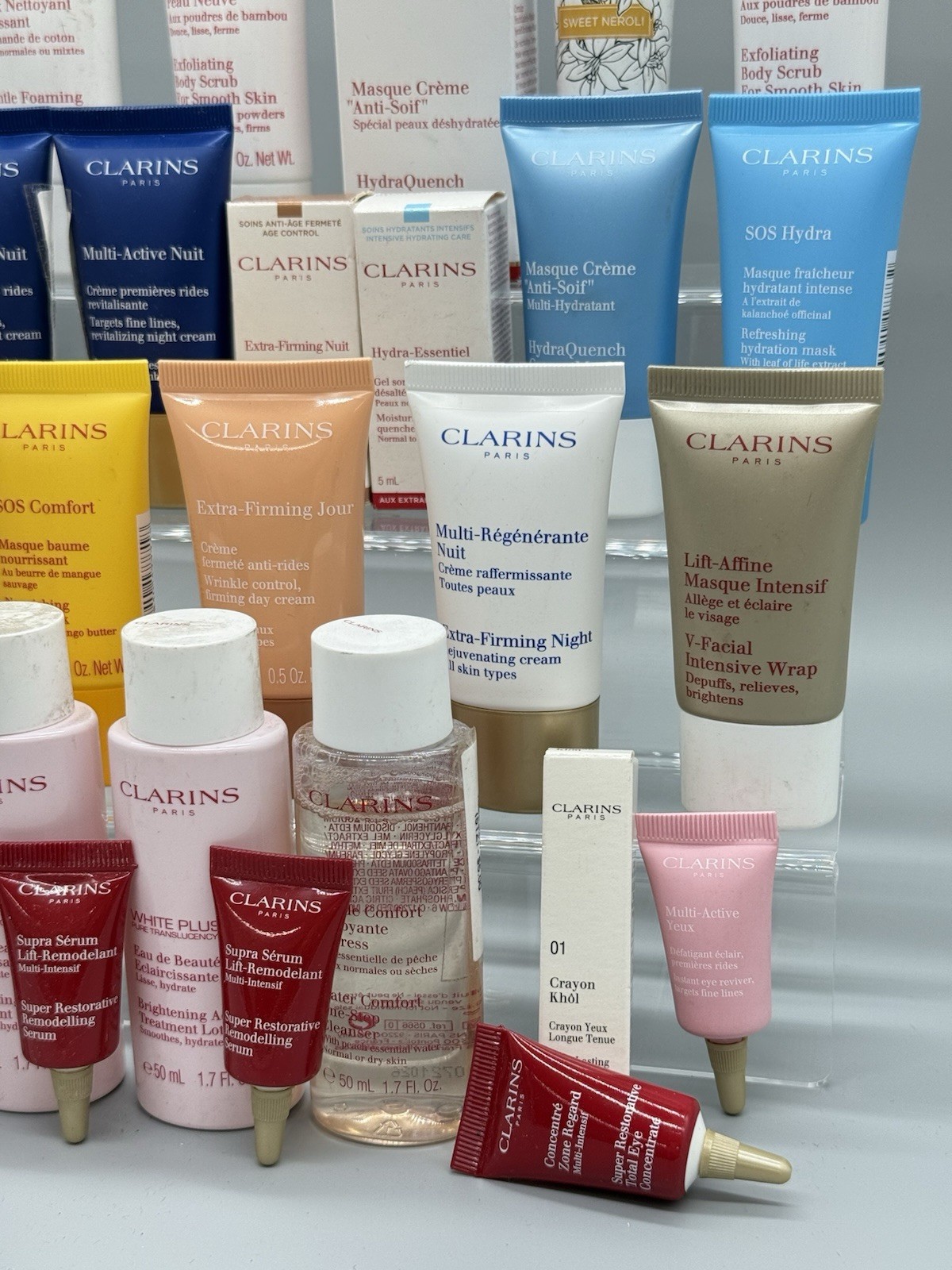AMAZON WHOLESALE LOT OF 61 MIXED/ASSORTED CLARINS PARIS BEAUTY PRODUCTS