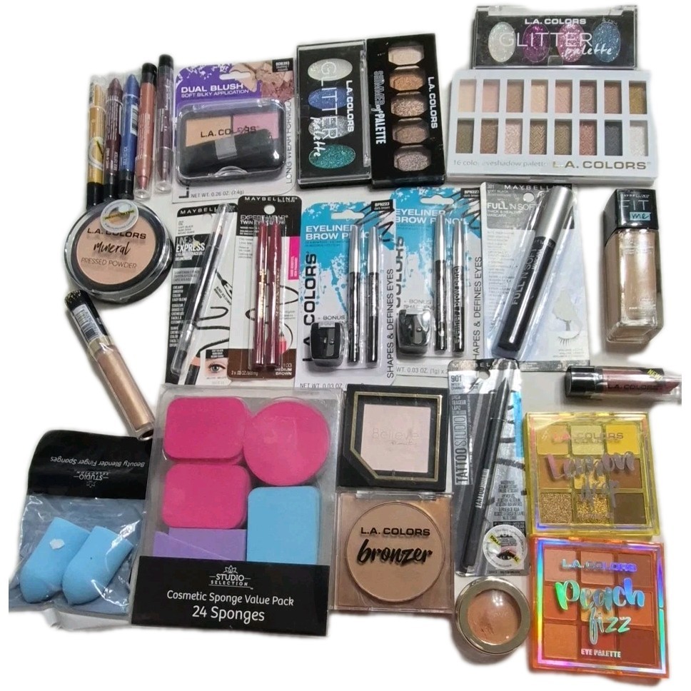New Makeup Lot of 27 Covergirl Maybelline LA Colors Wet N’ Wild Eyes cheek Face