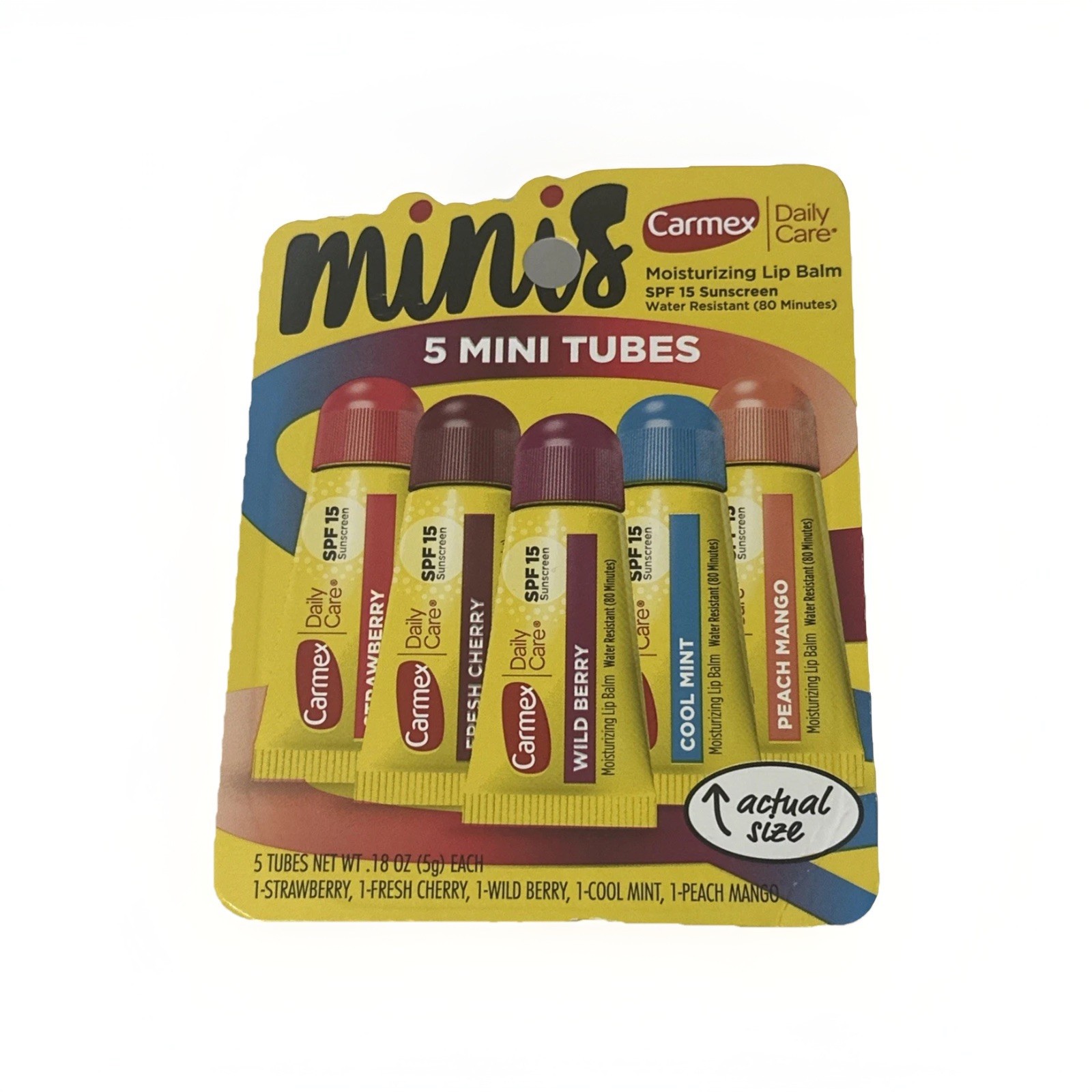 Carmex Daily Care Minis Moisturizing Lip Balm, Variety Pack, 0.18 Oz, 5 Count