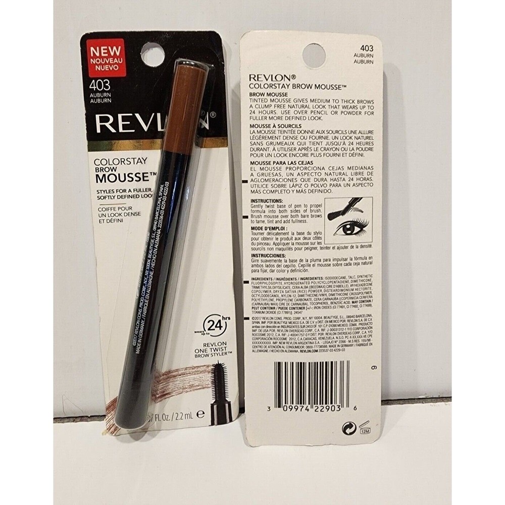 Revlon ColorStay Brow Mousse 403 Auburn 24 hour wear Lot of 2 New in Package