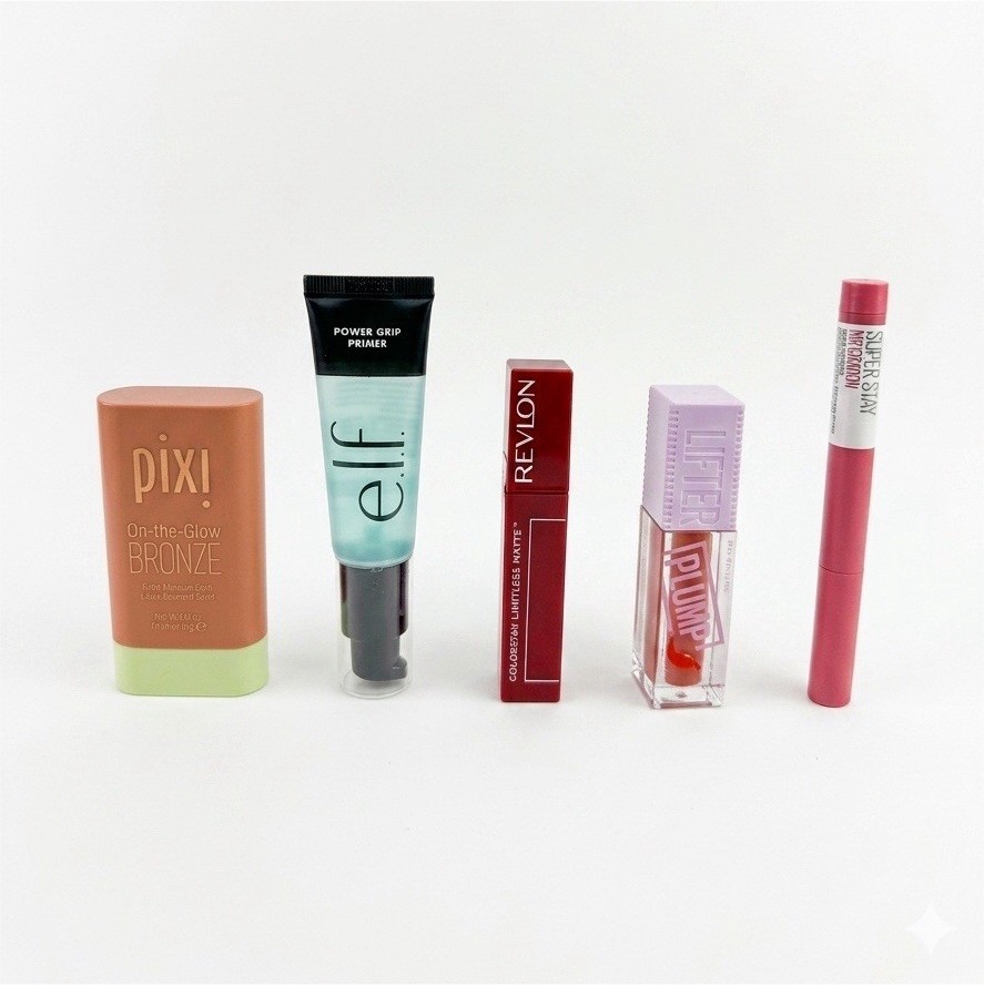 Pixi On-the-Glow Bronze, e.l.f. Power Grip Primer, Revlon, Maybelline Lot
