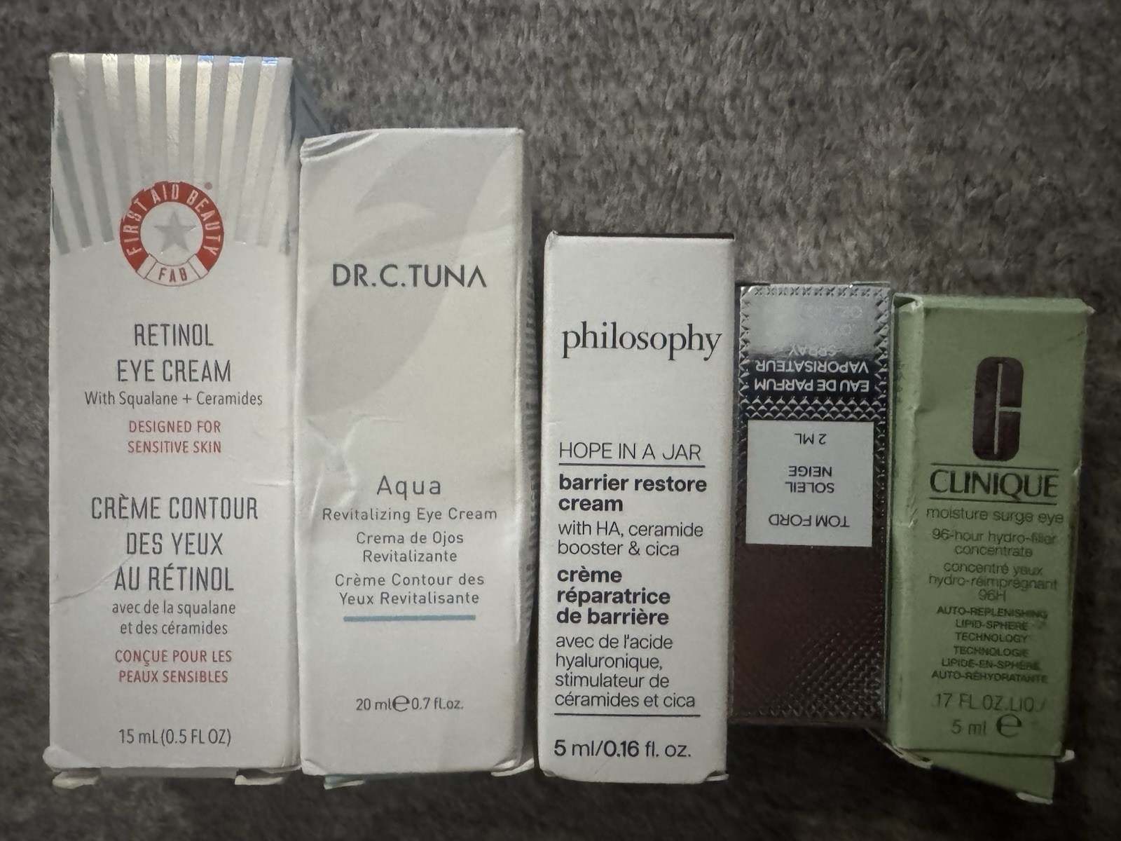 30 Pcs Lot SkinCare, Perfume & More – Philosophy, Clinique, Tom Ford, Estee ……