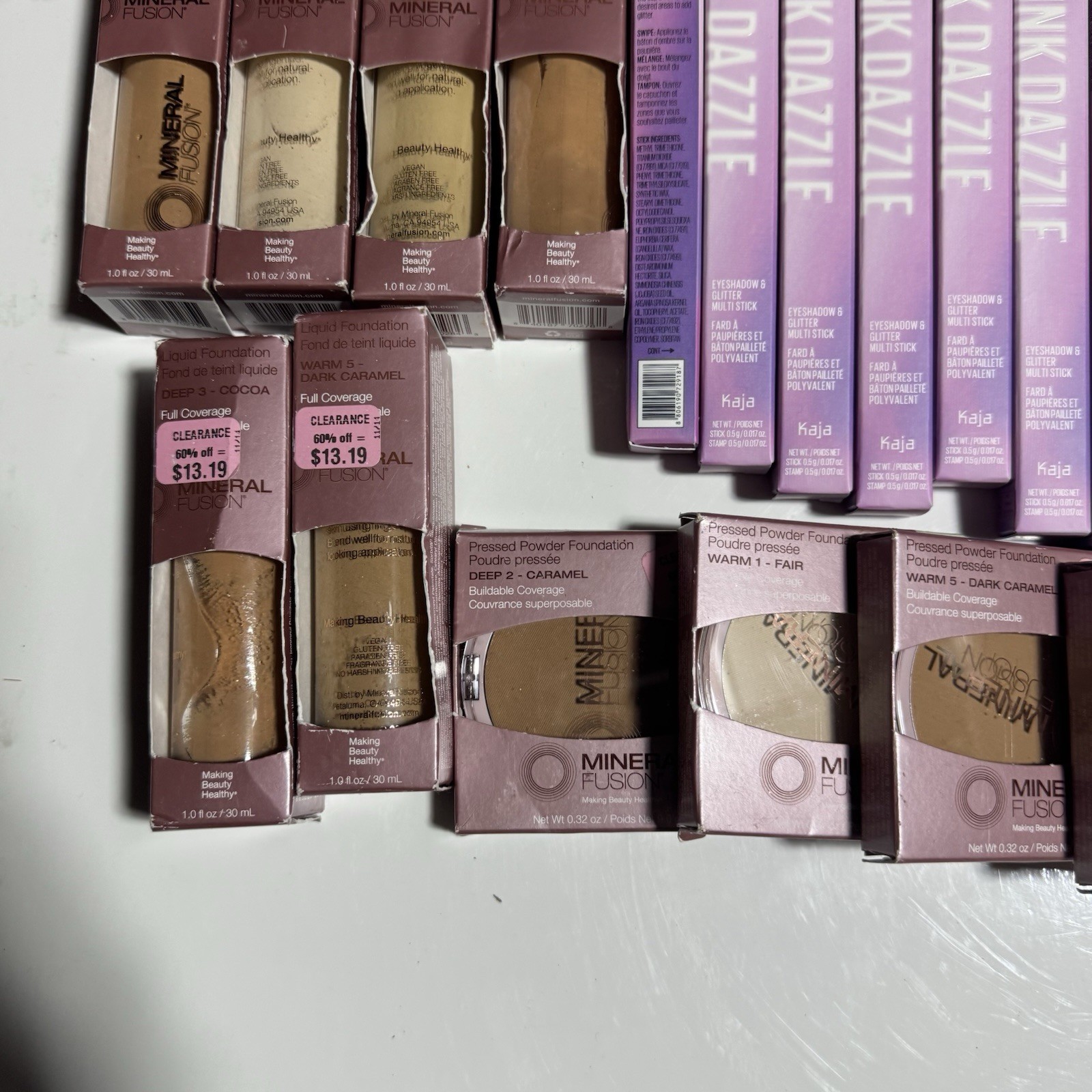 43Pc Mineral Fusion Lot Liquid / Powder Foundation Eyeshadow Mascara Nail Polish