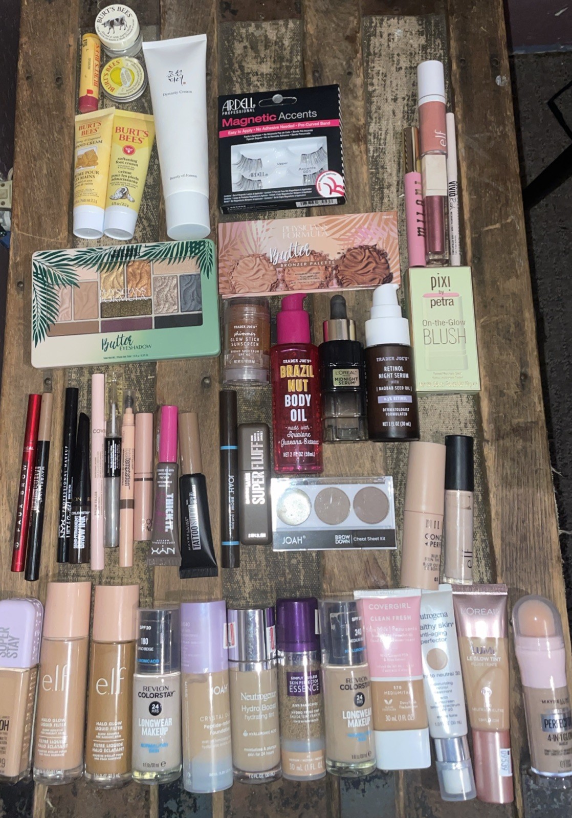 Huge makeup lot 60+ items Revlon Elf Neutrogena Nyx Milani Pixi L’Oréal Joah