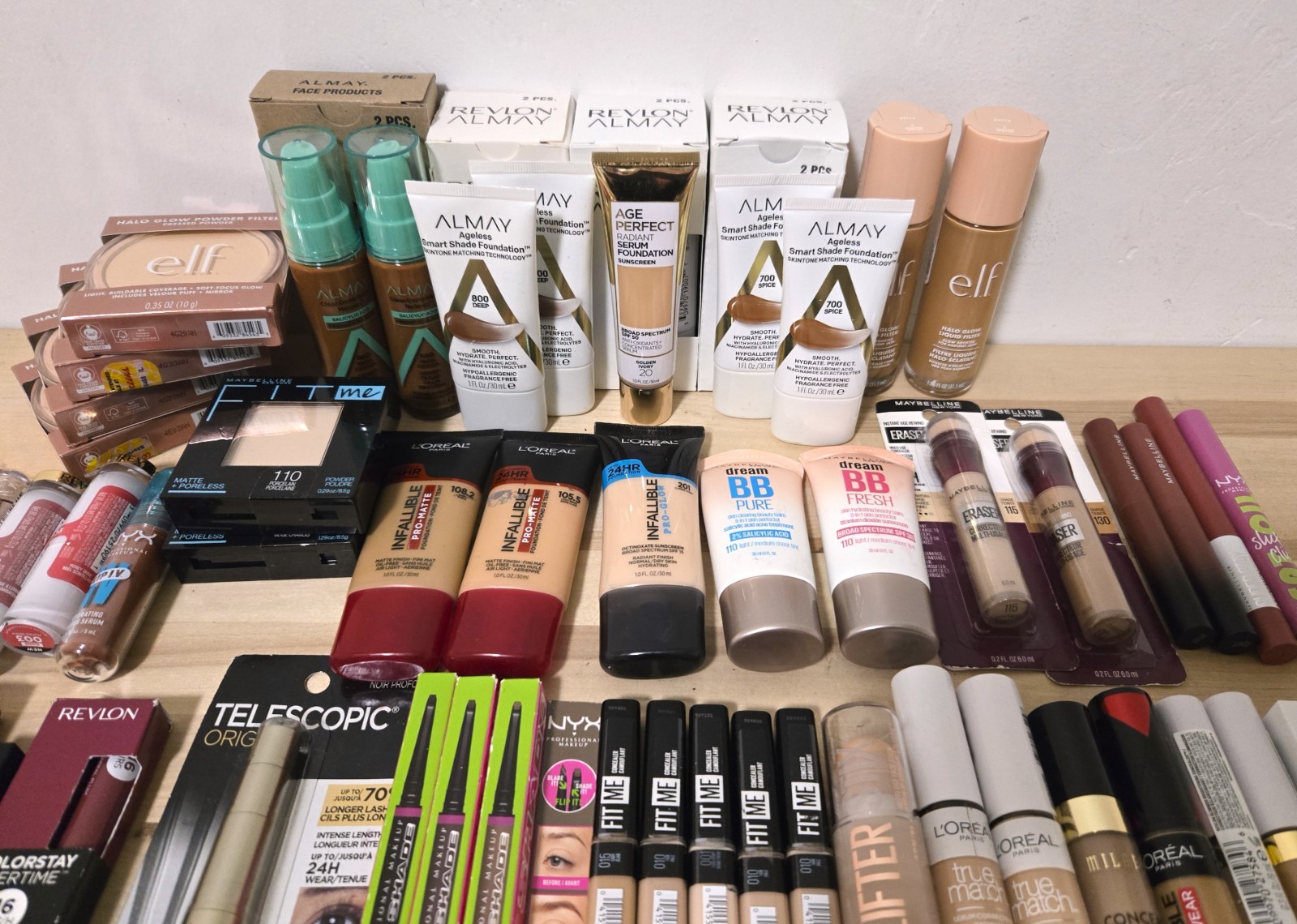 100 Pc Mixed Makeup Wholesale Lot – Revlon Elf Maybelline L’Oreal Milani Nyx