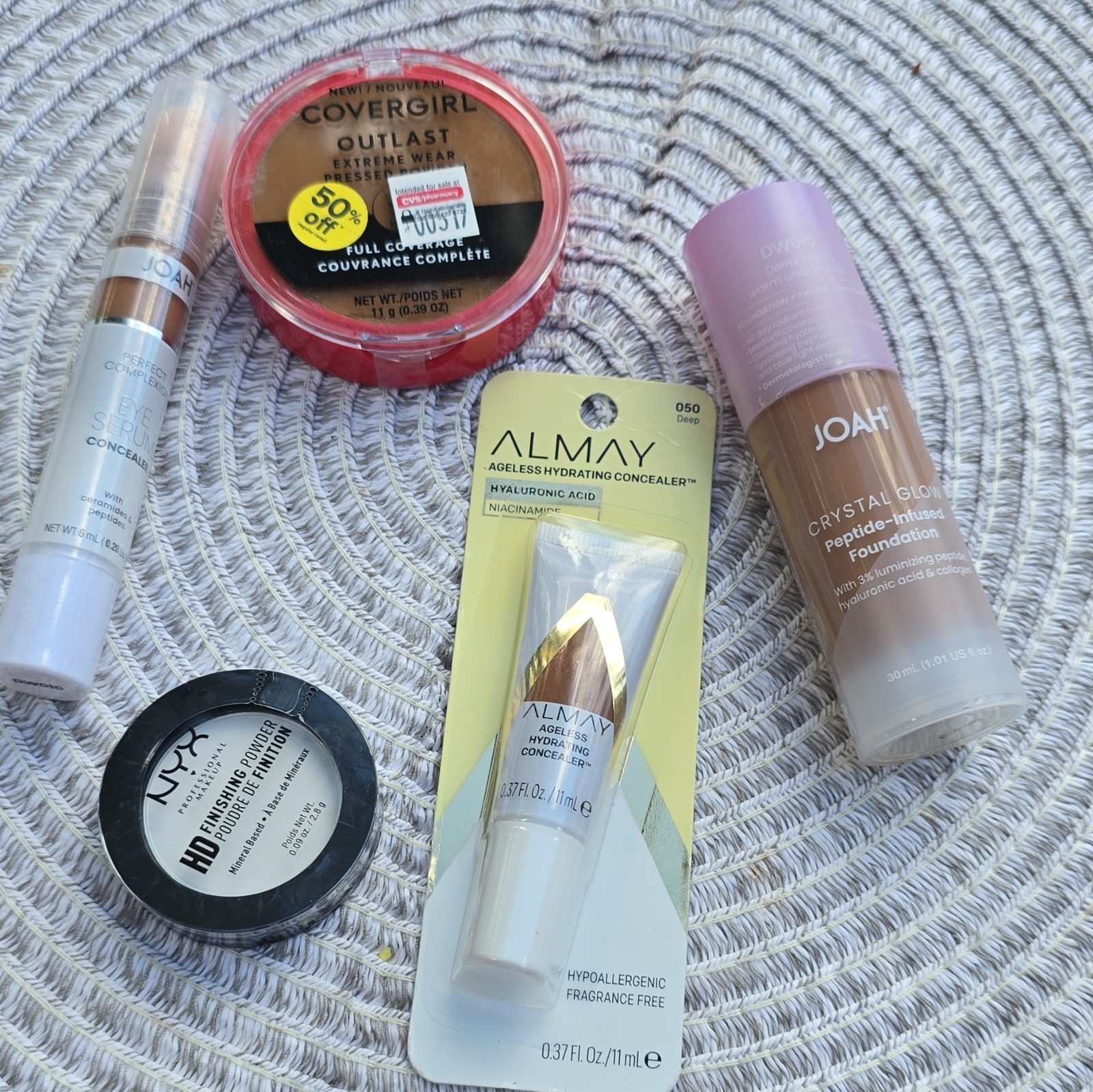 Assorted Full Size Hypoallergenic Fragrance Free Makeup Lot: JOAH, NYX, Almay