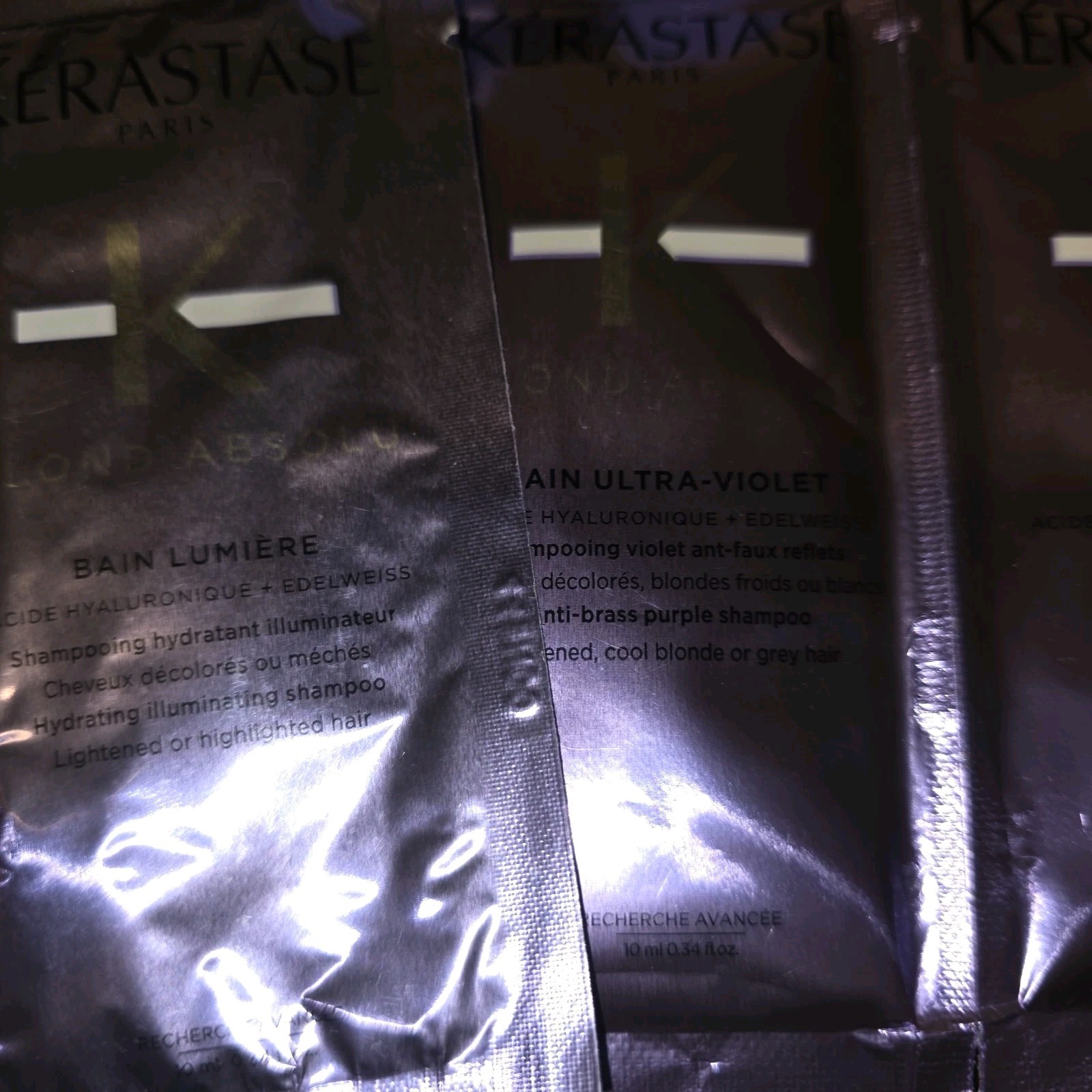 KERASTASE BLOND ASOLU SAMPLE Packet LOT WITH MAKEUP BAG
