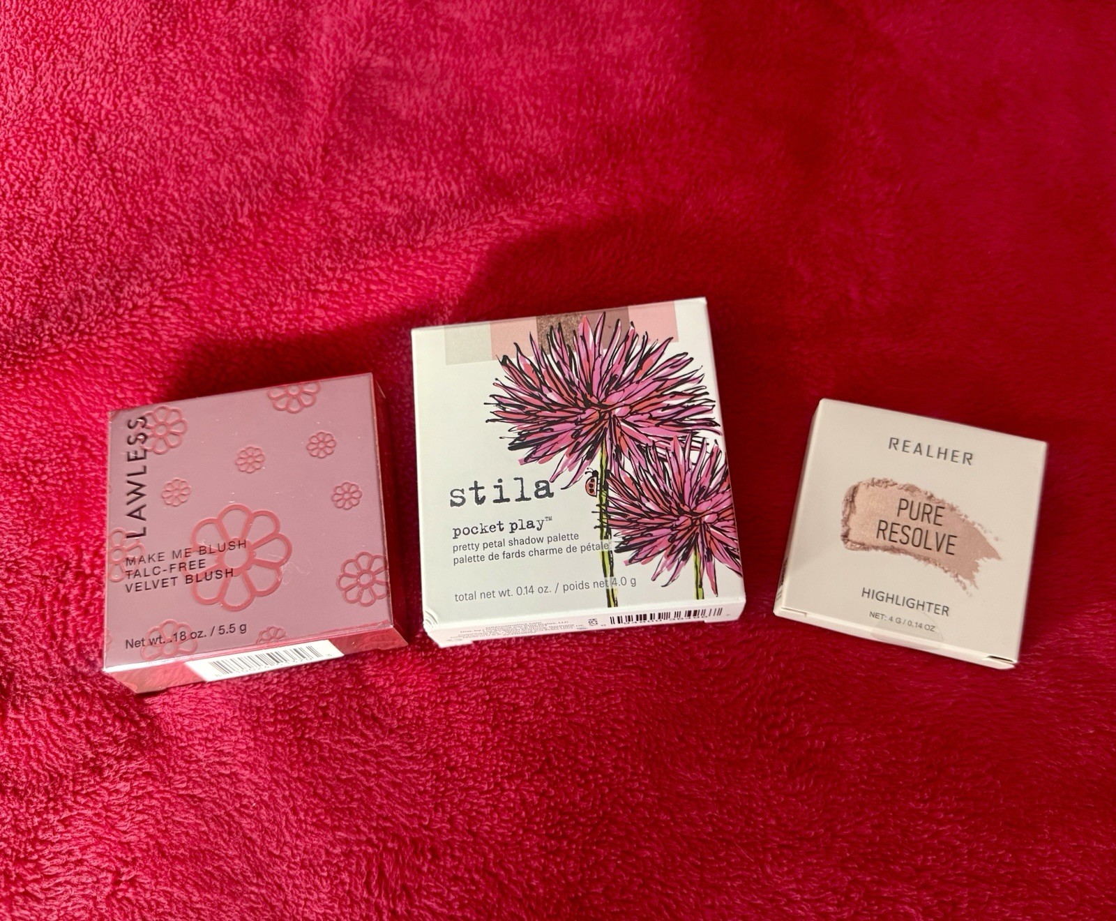 Stila Pocket Play Eyeshadow Palette + Lawless Velvet Blush + Realher Highlighter