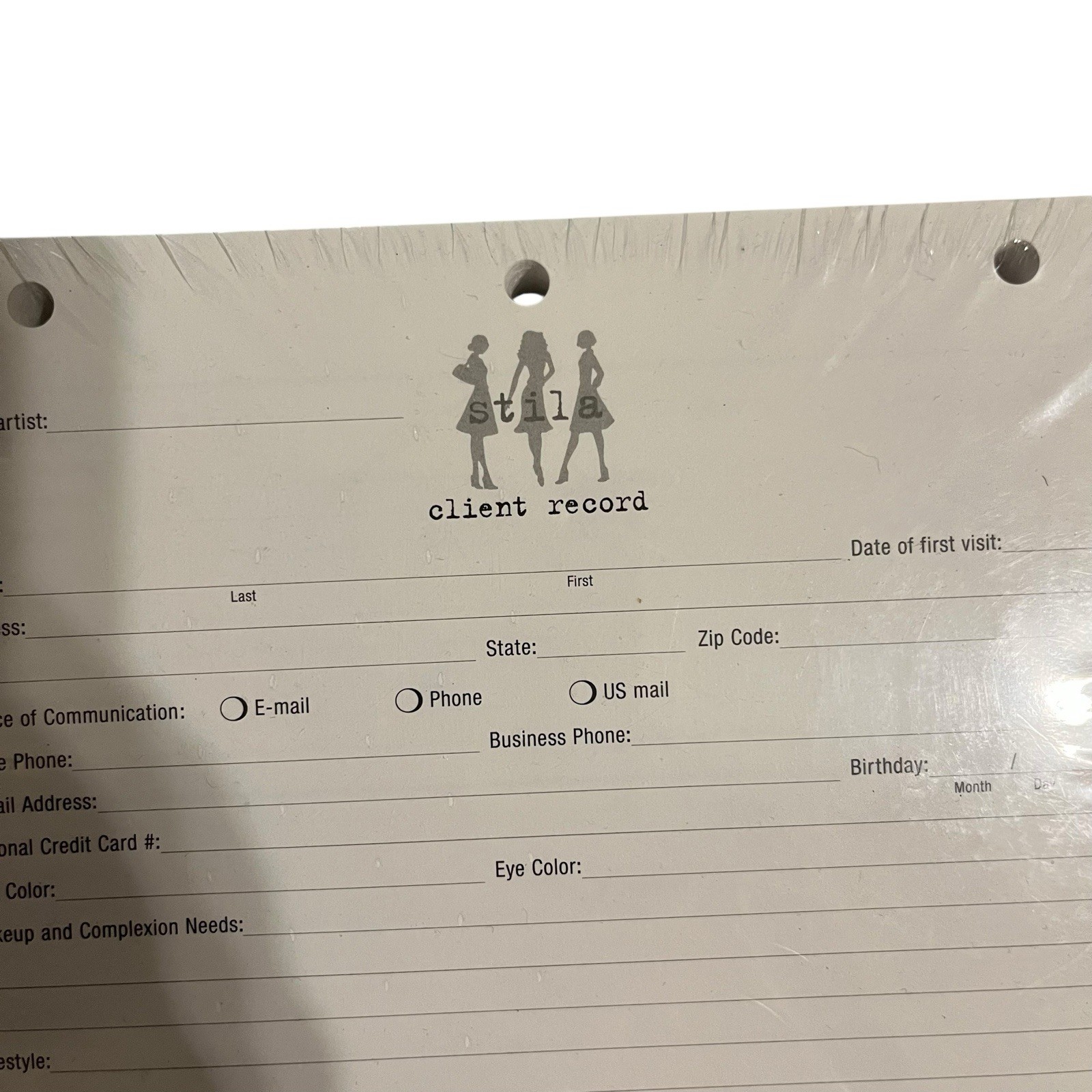 Stila | Vintage Client Makeup Record Forms Makeup Artist Paper Early 2000s