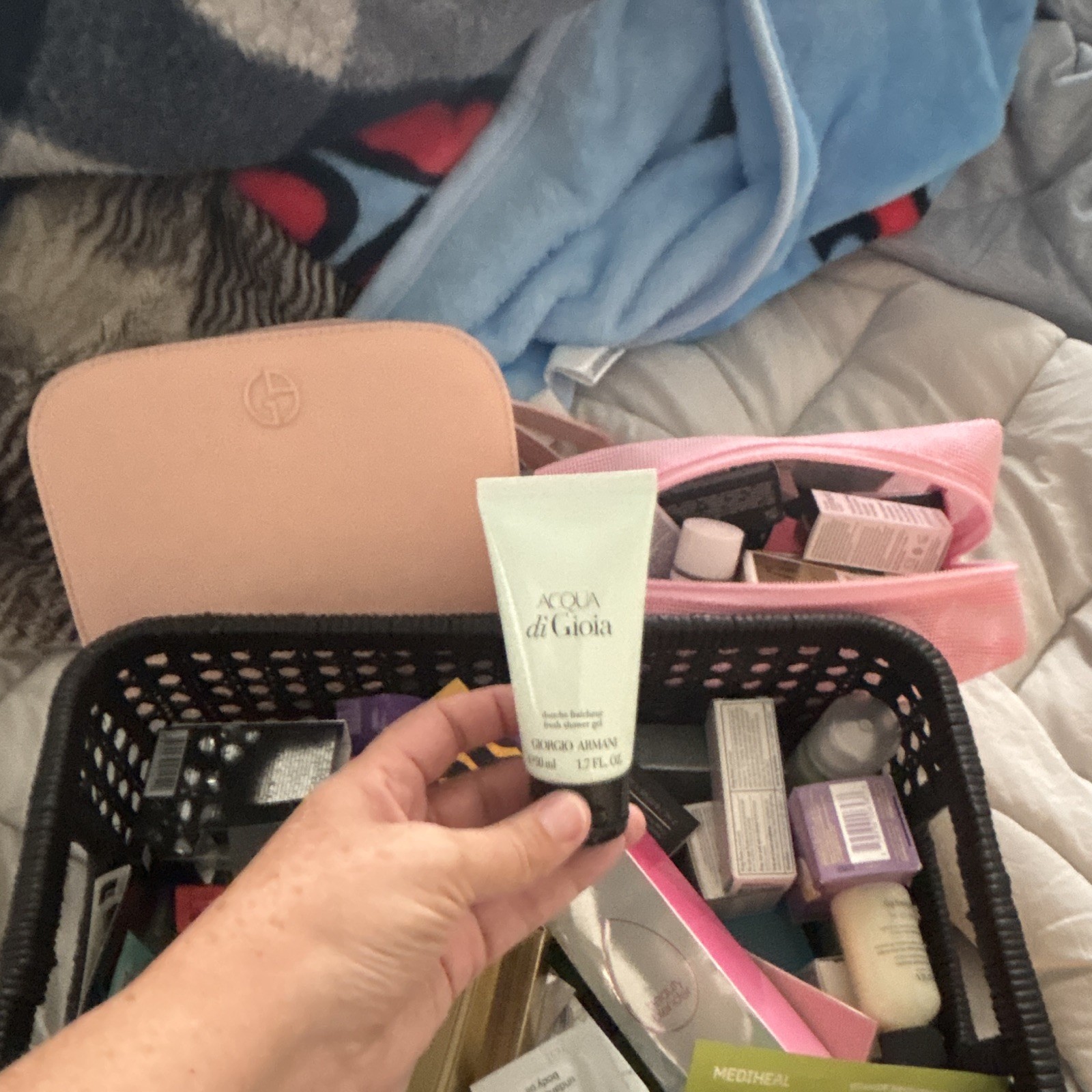 Assorted Travel/Sample Beauty Lot: from Ulta. Two make up bags included. Box not