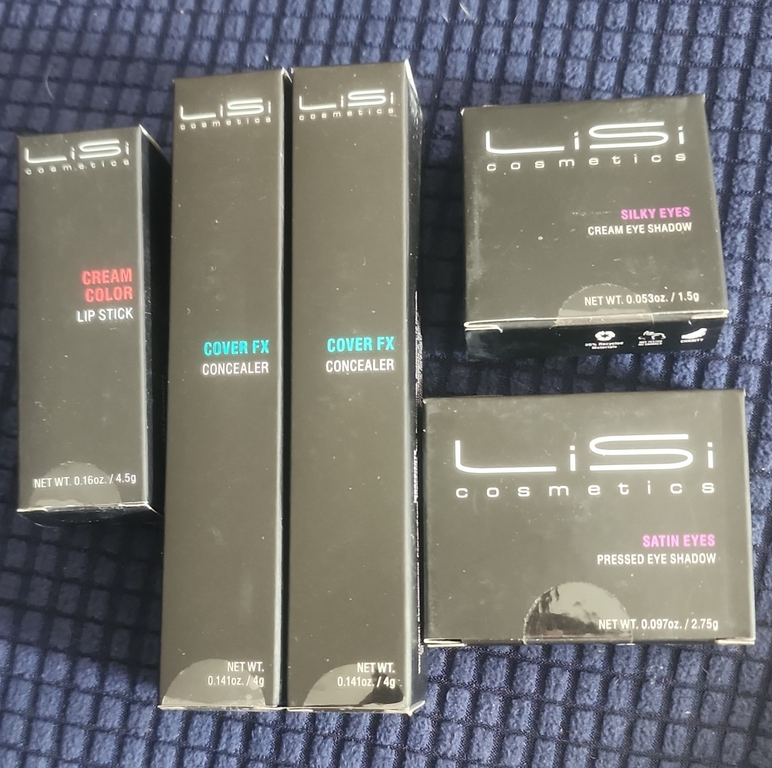 LiSi Cosmetics Full Size Makeup Lot: Lipstick, Cover FX Concealer, Eyeshadow