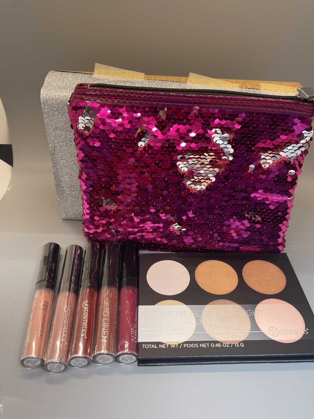 lot of 14 BH Cosmetics Face & Eye Shadows Pallete ,liquid Lipstick & Bag • NEW