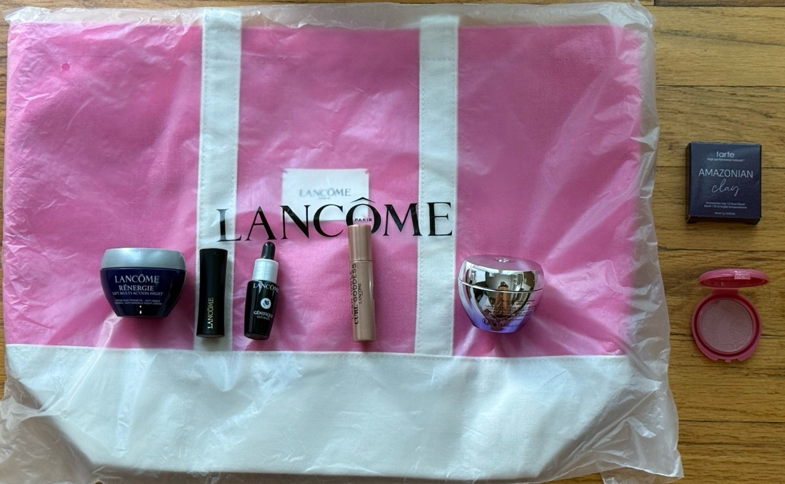 LANCOME RENERGIE CREAM DUO+ GENEFIQUE SERUM+LIPSTICK+MASCARA+COMPLEMENTARY BLUSH