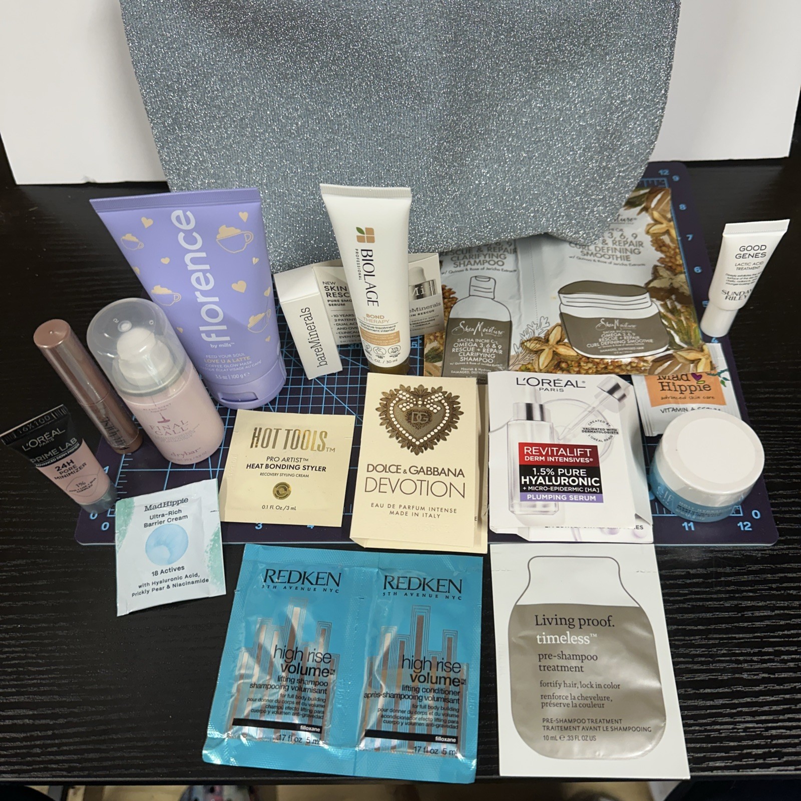 Cosmetics Sample Lot 16 Items + Free Glitter Cosmetic Bag Sephora Ulta