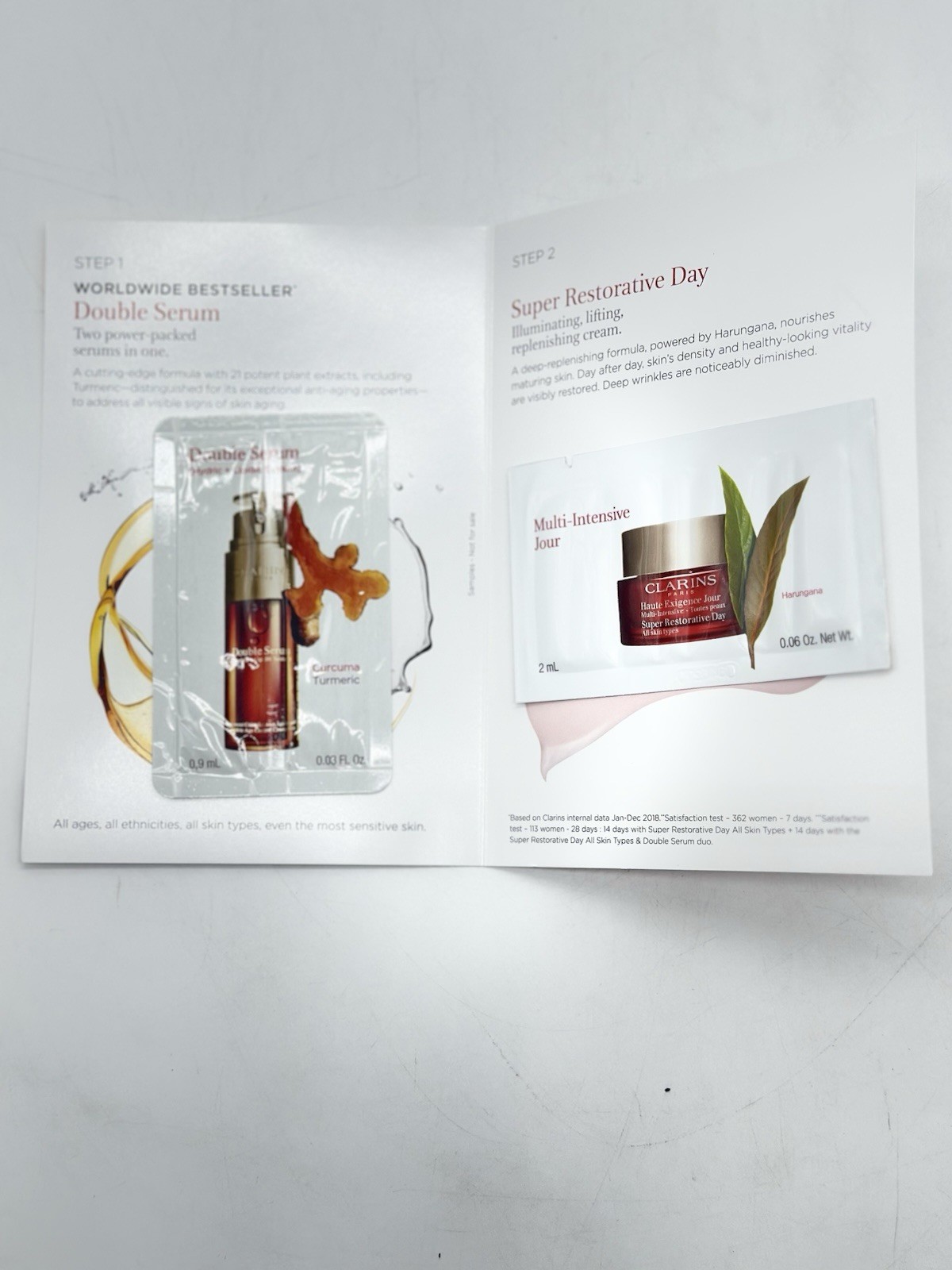Pack Of 25 2-Packs – Clarins Double & Super Restorative Day – Total of 50 NWOB
