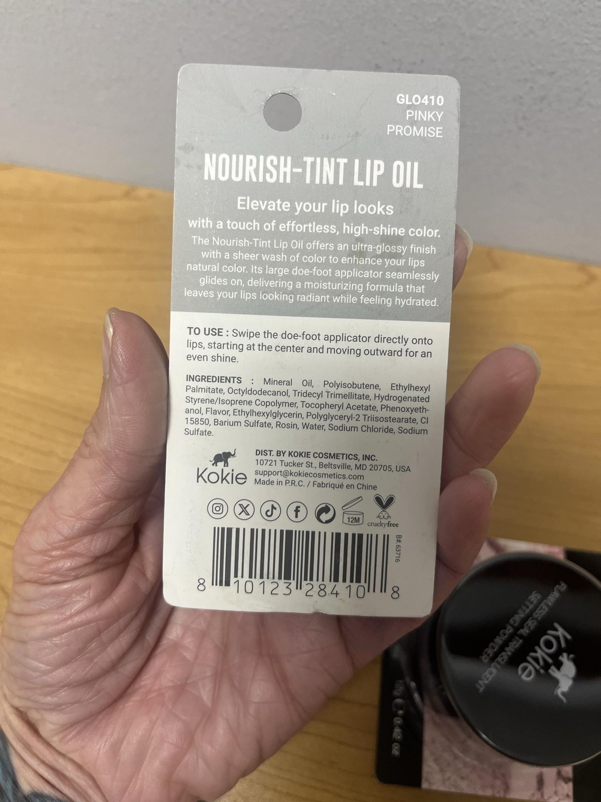 Kokie Nourish Tint Lip Oil Pinky Promise & Flawless Seal Powder Cruelty Free