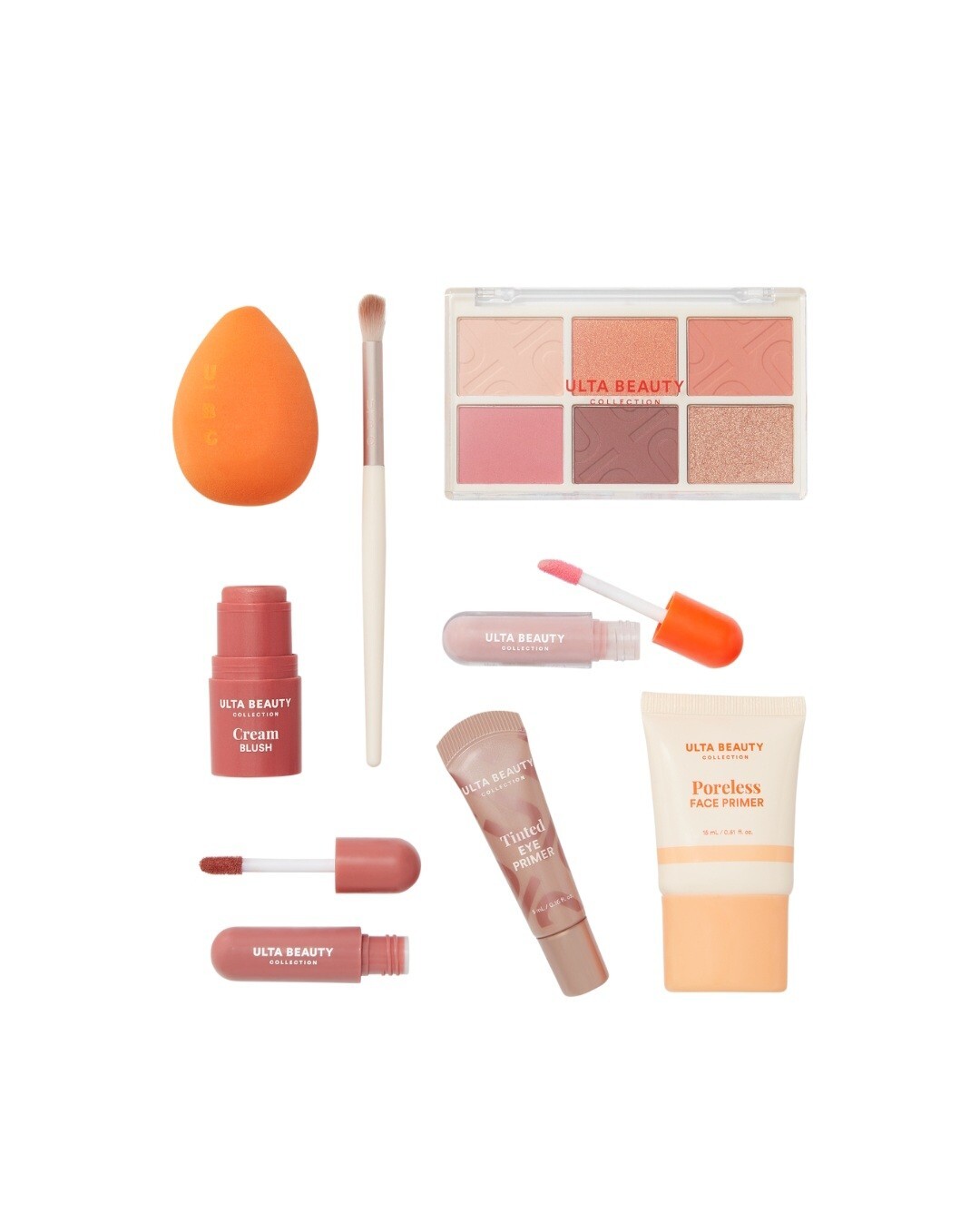 ULTA Makeup Set Lip Gloss Oil Blender Cheek Brush Primer Eyeshadow Palette +BAG