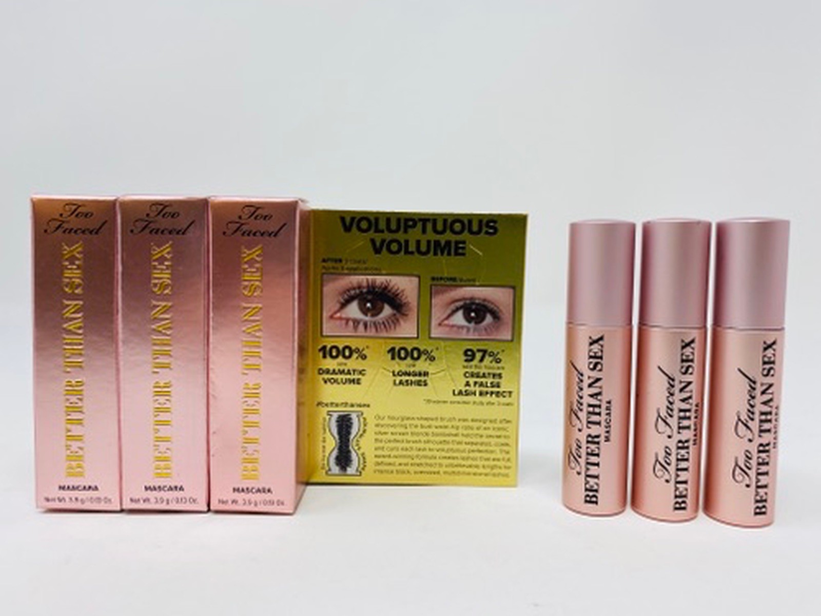 Too Faced Better Than Sex Mascara, Hangover RX, Lip Injection Extreme 4pc NEW