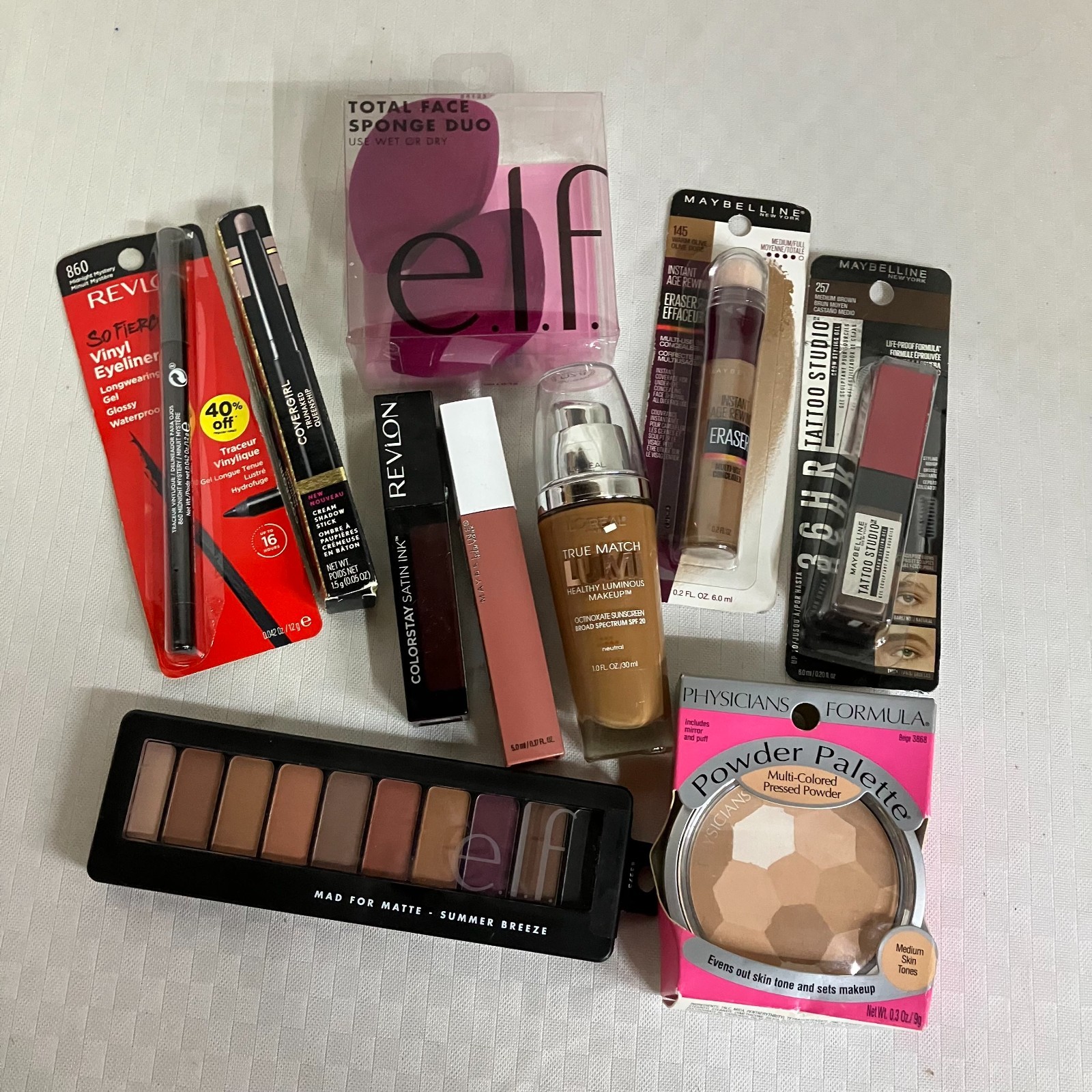 Revlon Maybelline e.l.f. CoverGirl PF Full Face Kit 10-Pieces Makeup Set New