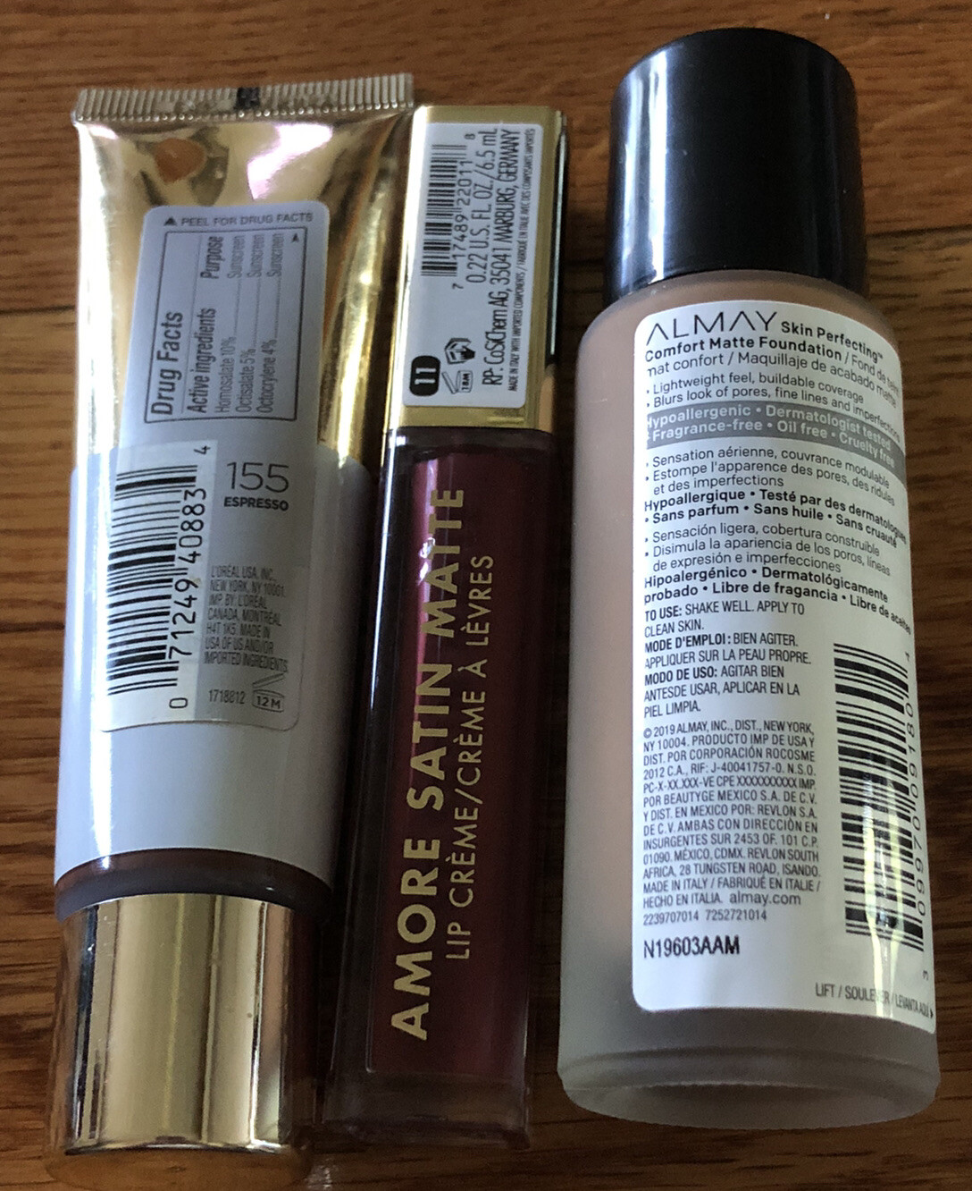 Makeup Lot of 3 – Almay Liquid Foundation, Milani Lip Cream, Loreal Serum