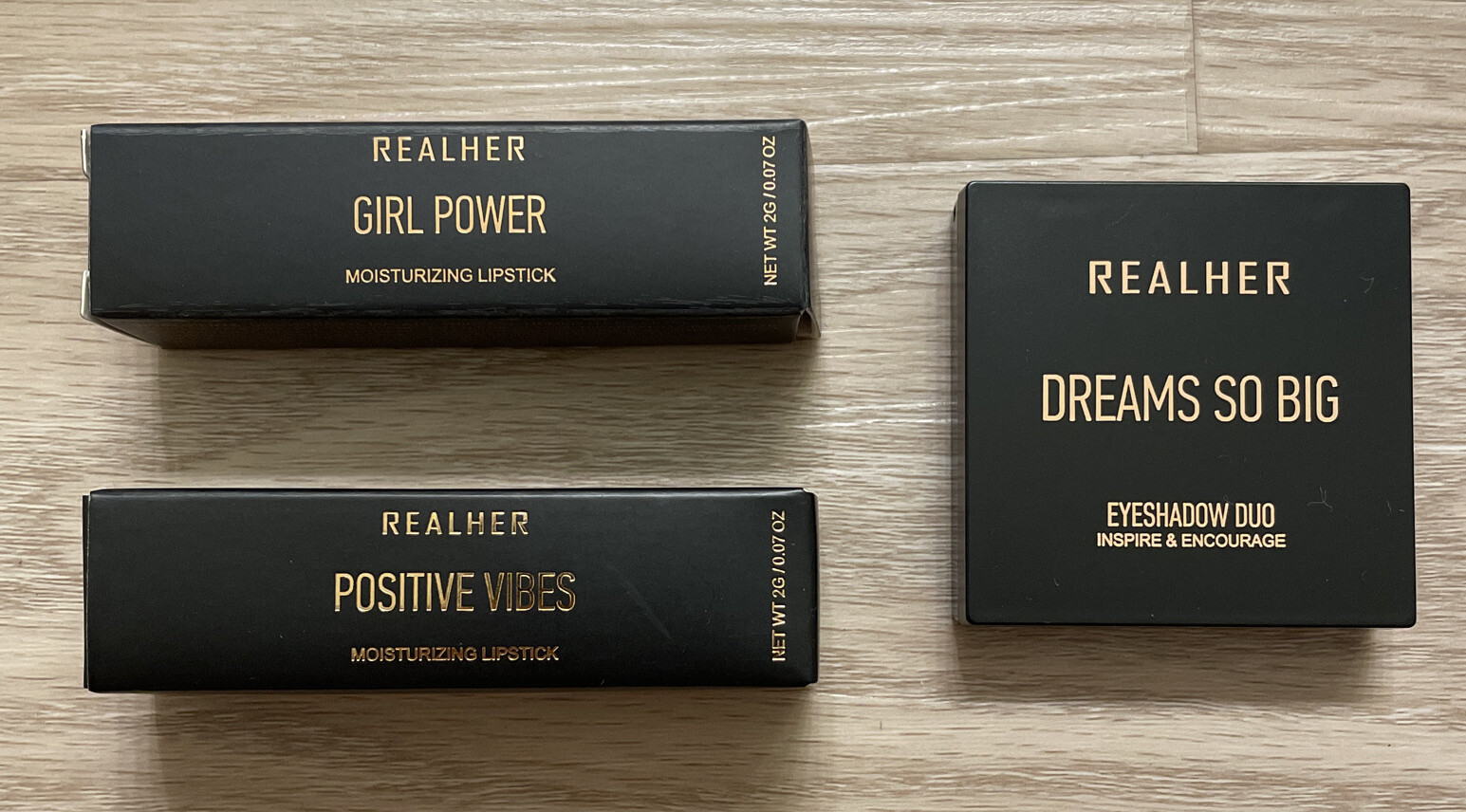 Lot Of 3 RealHer Makeup, 2x Lipsticks And 1x Eyeshadow Duo, NEW