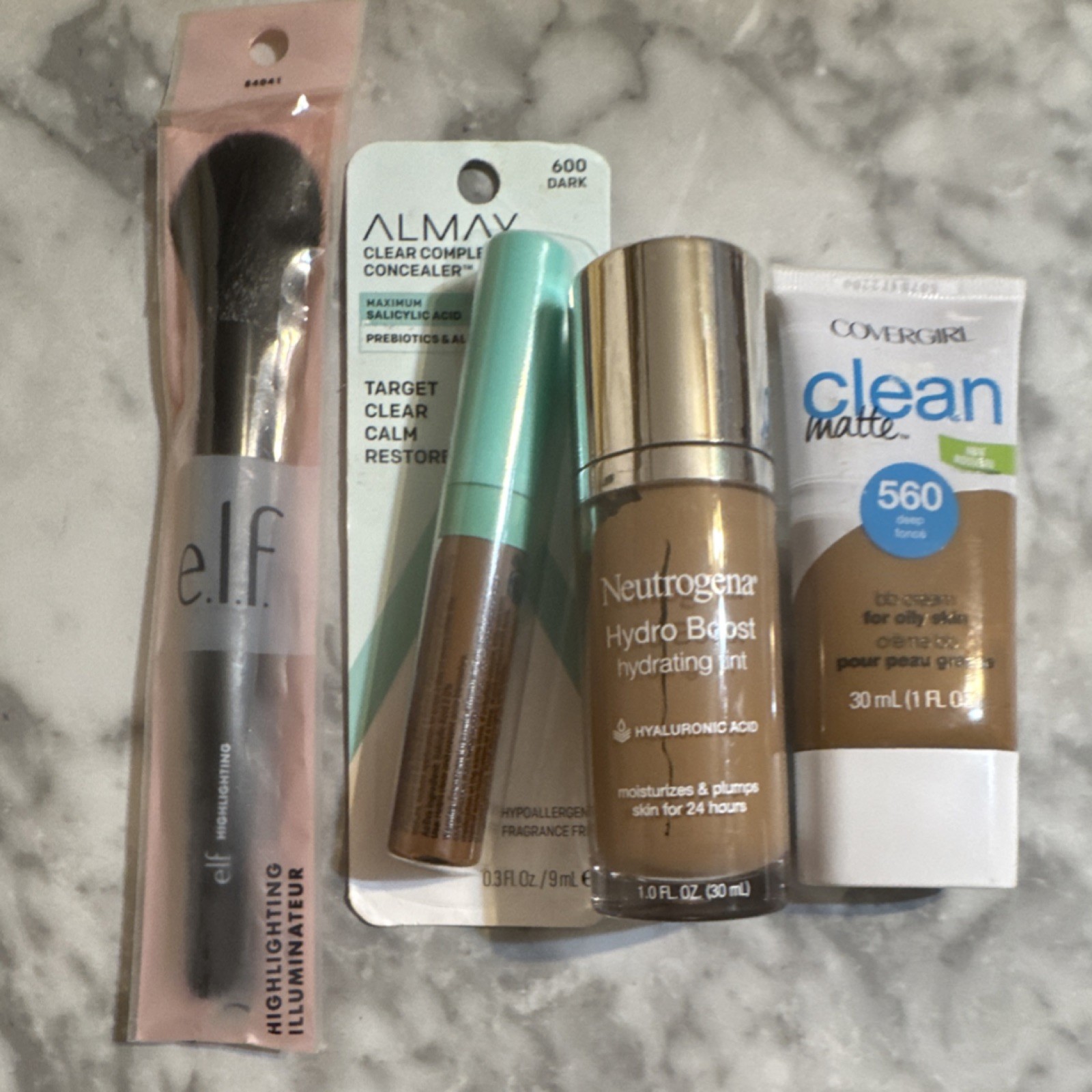 COVERGIRL, Neutrogena, e.l.f., Almay Makeup Lot Hydrating Tint, Concealer, Brush
