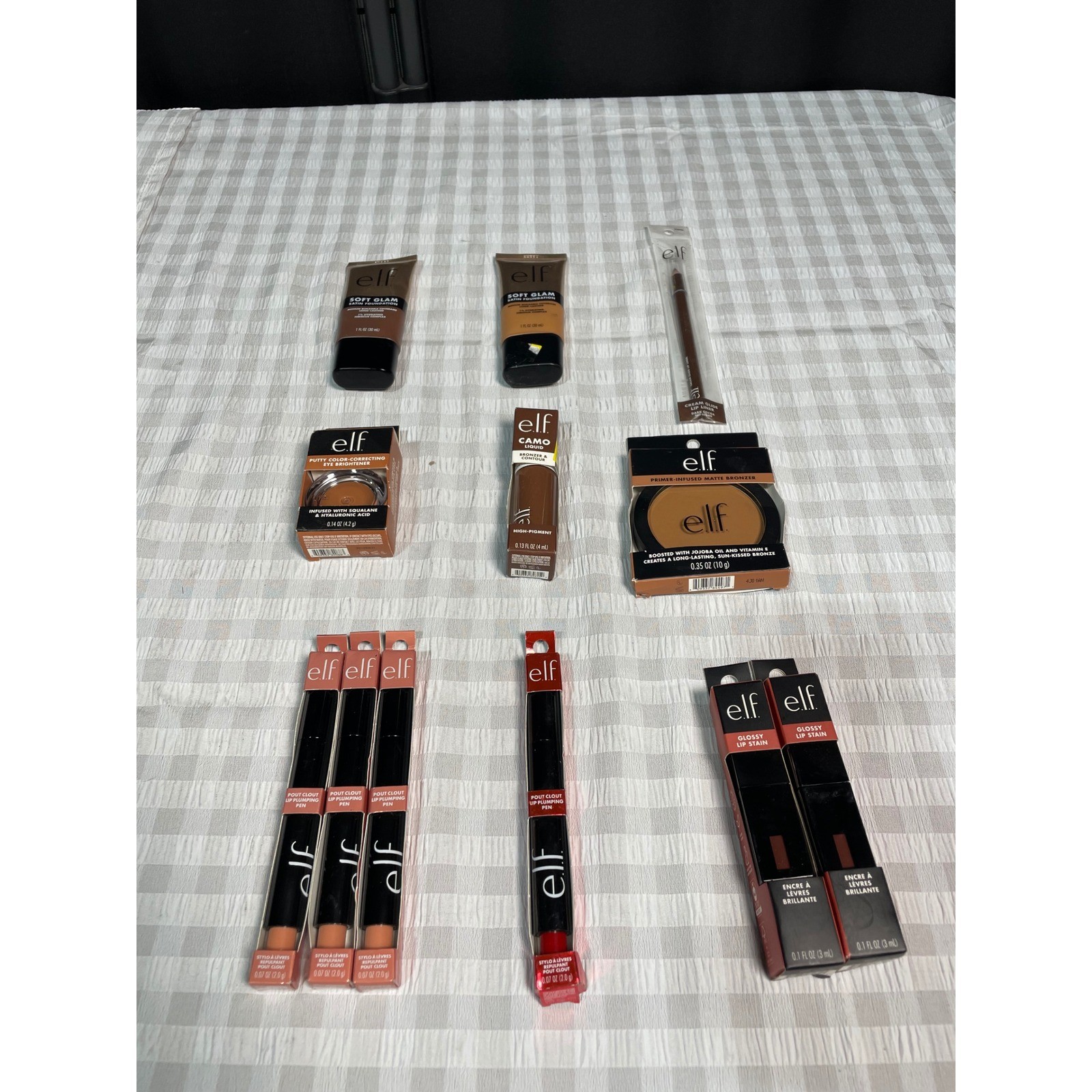 ELF Cosmetics Makeup Bundle 11pc Lot Foundation Bronzer Lip Plumping Pen Stain