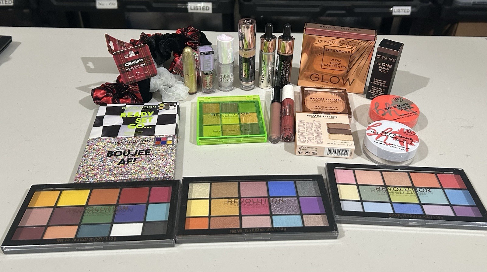Lot of (25) Assorted Revolution, Makeup Obsession and bh Products