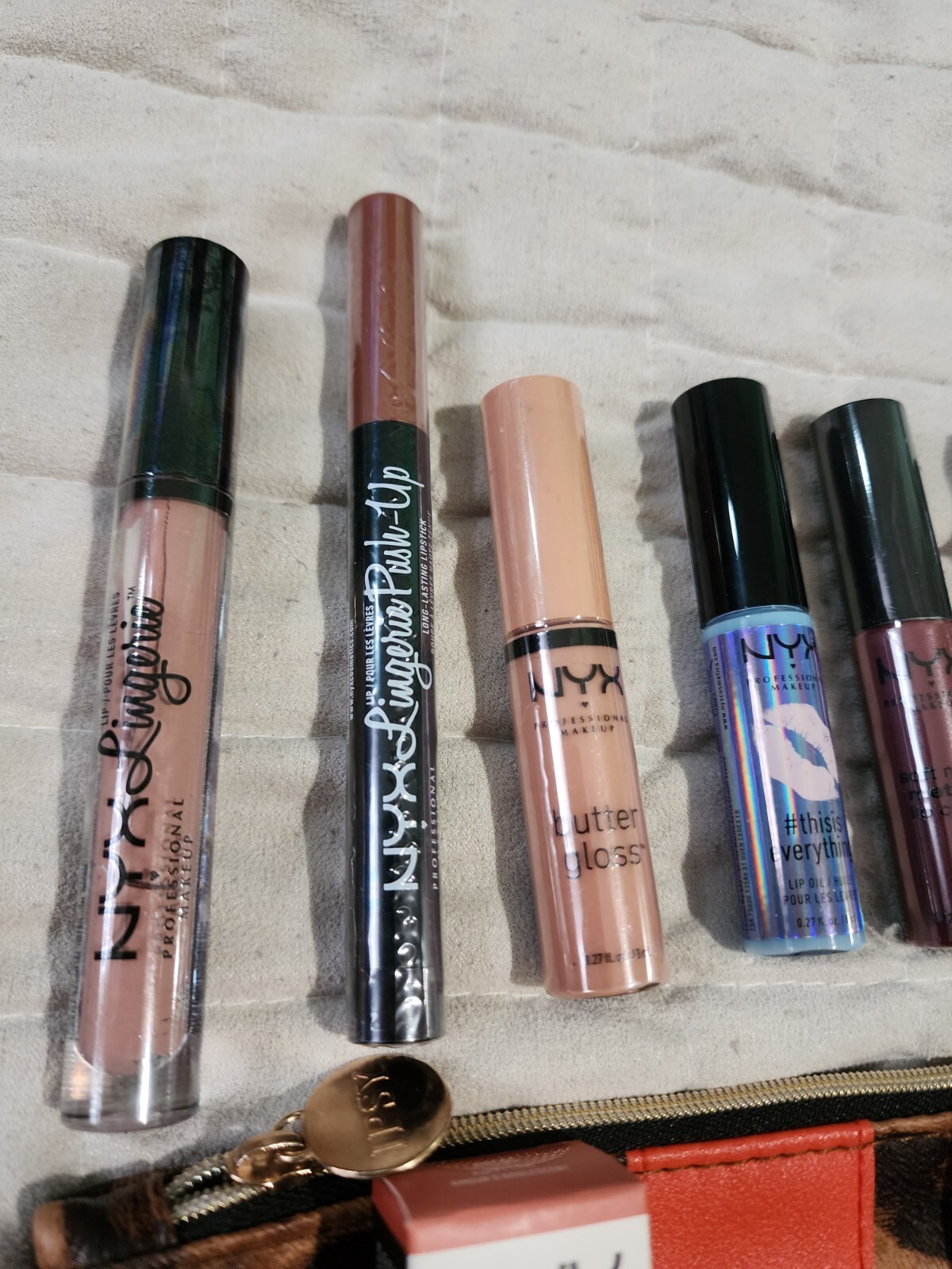 Lot Of 9 NYX Lip Makeup Cosmetics, Lipstick, Pencil, Cream, Liquid, Oil, Gloss