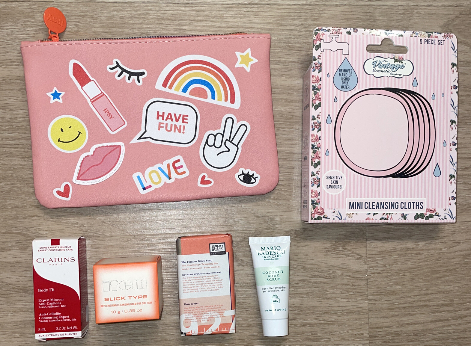 Mixed Beauty Sample 5-Pc, Clarins, Item Beauty, Erno Laszlo &more + Ipsy Bag NEW