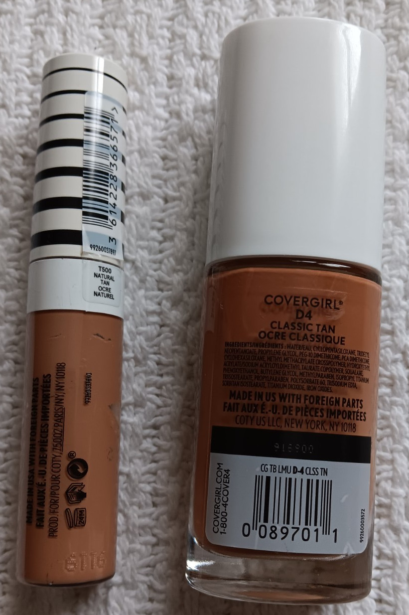 Covergirl Natural Tan T500 Trublend Concealer Classic Tan D4 Foundation Lot