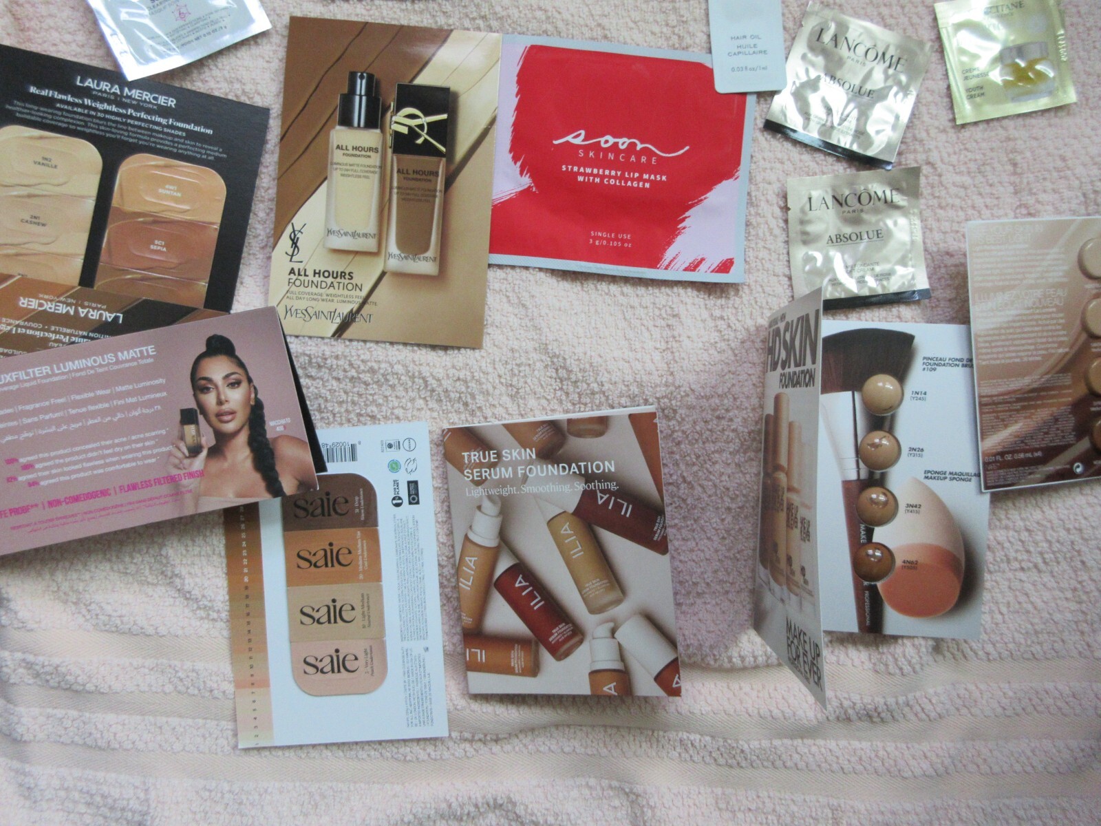 MEGA SIZED LOT OF 37 BEAUTY SAMPLES NAKERY, DIOR, HAIR, FOUNDATION SKINCARE