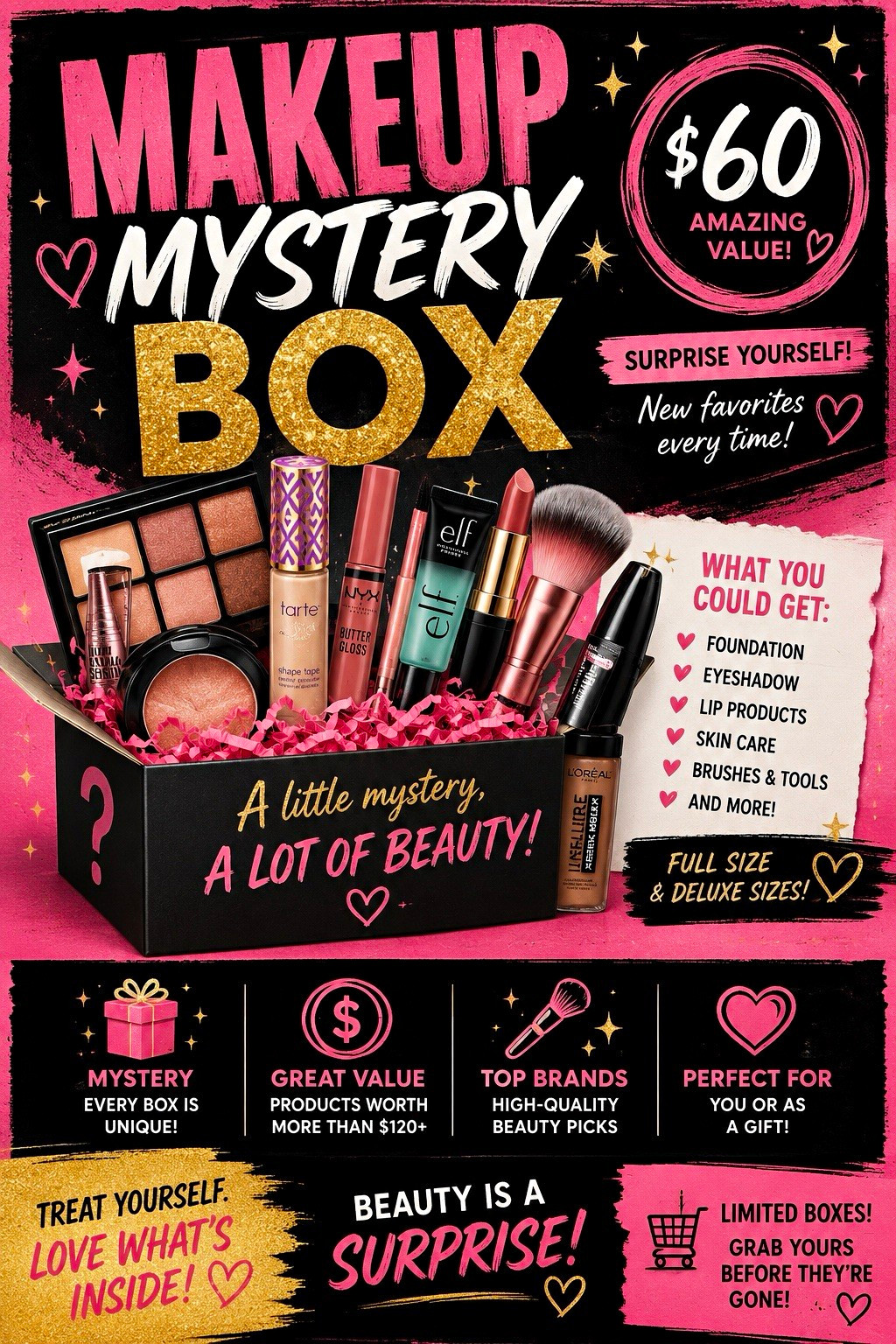 Assorted Makeup Mystery Box Mixed Lot Full Size Beauty Products