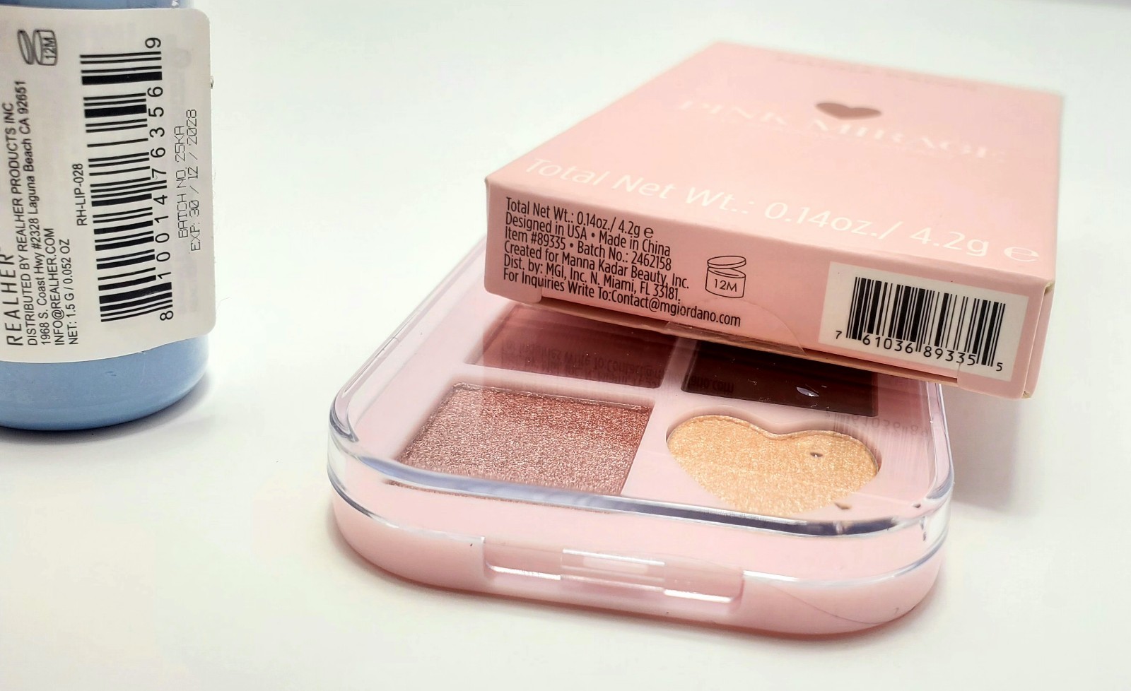 Manna Kadar Pink Mirage Eyeshadow Palette & Realher Mini Lipstick Set New