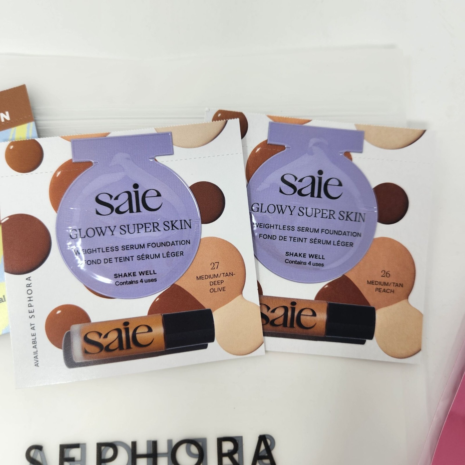 Sephora Samples Lot Makeup Sponge Deluxe Sample & Assorted Foundation Samples #C