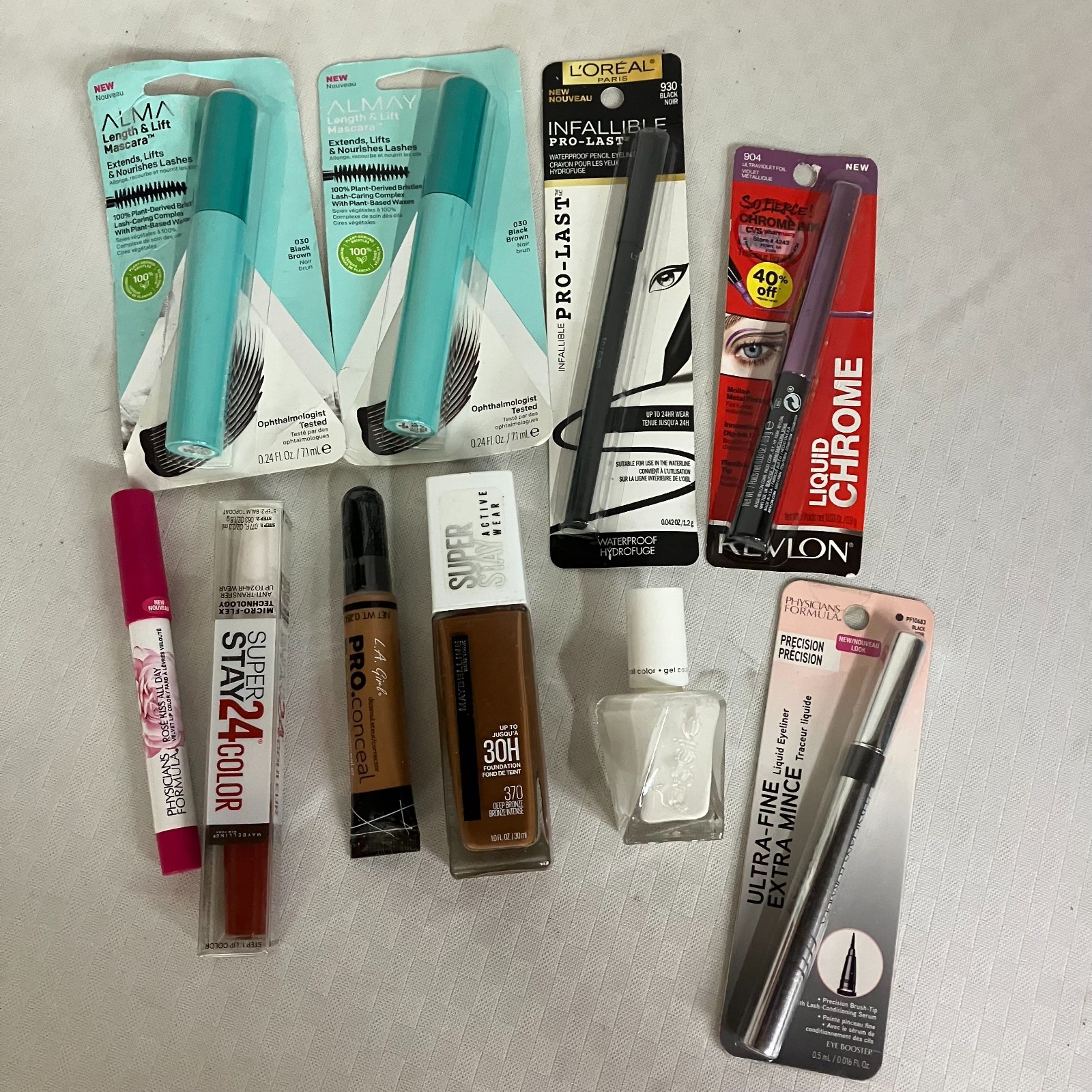 Maybelline Revlon L’Oréal CoverGirl Almay 10 Mixed Lot Makeup Bundle NEW Sealed