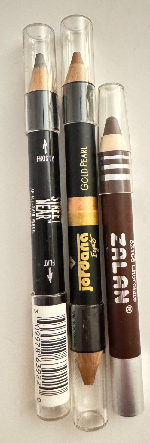 Lot of 3 Vintage Makeup Pencils Jordana Gold Pearl Revlon Frosty
