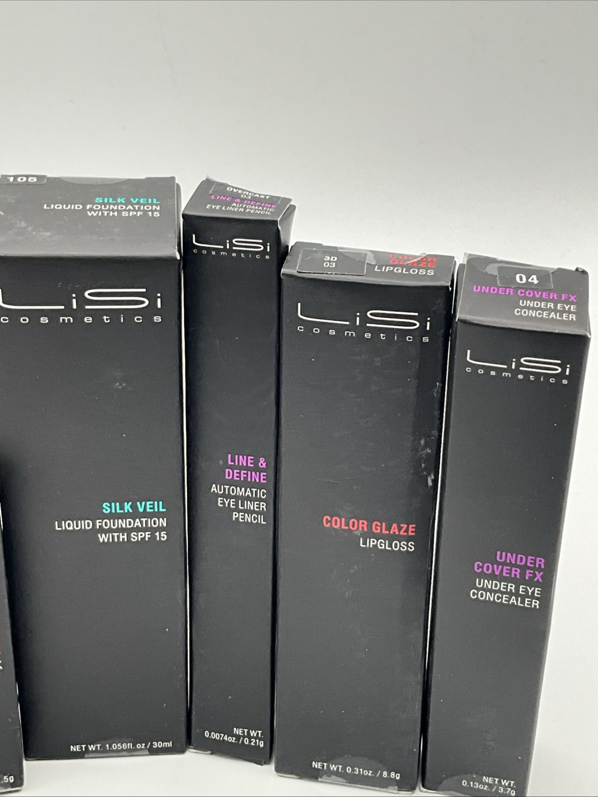 NIB Lot of 11 LiSi Cosmetics Found., Lipstick Eye Shadow Concealer Lip Make Up
