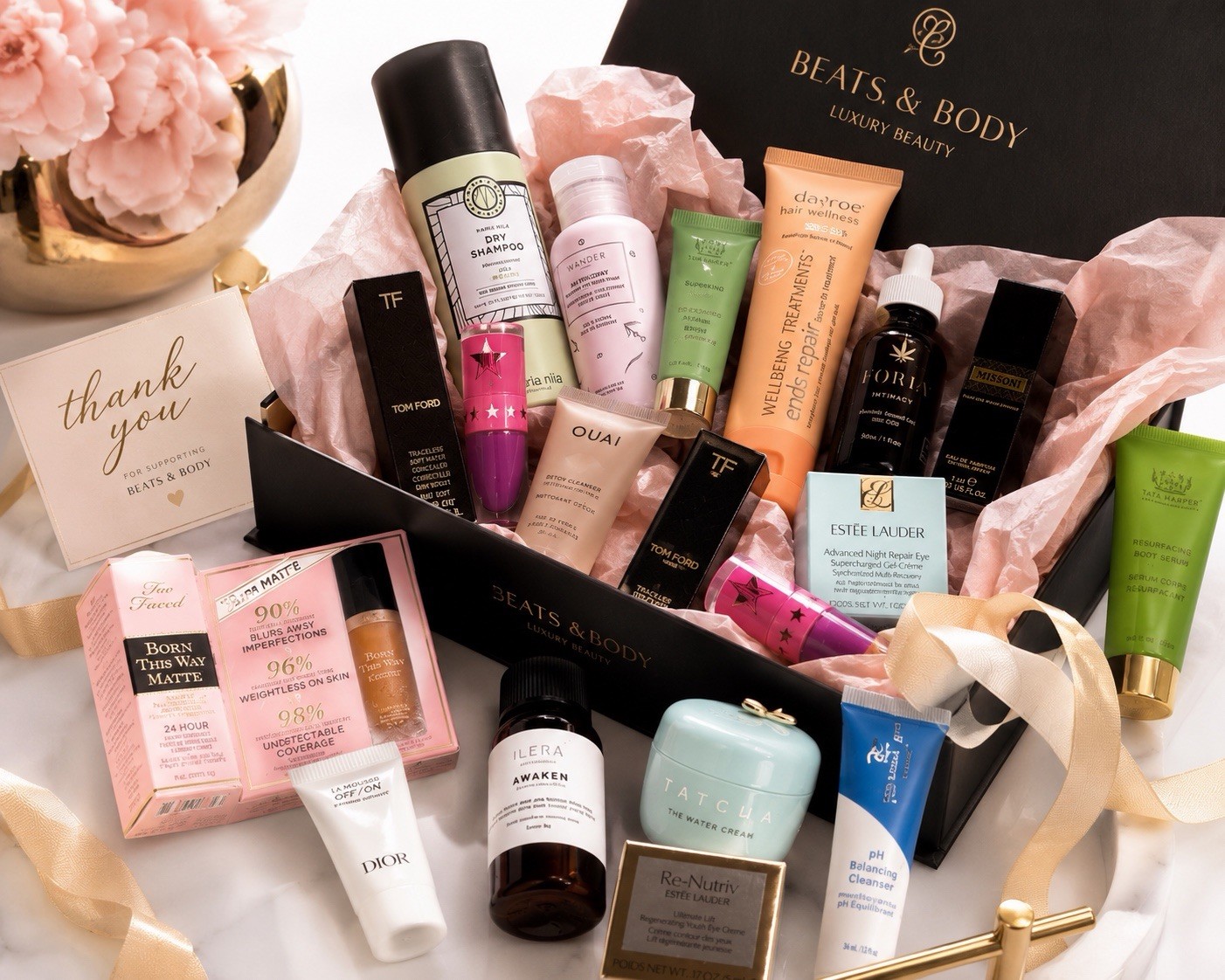 Luxury Beauty Mystery Box 8 Pc Tom Ford Dior Tata Harper Estee Lauder Ouai