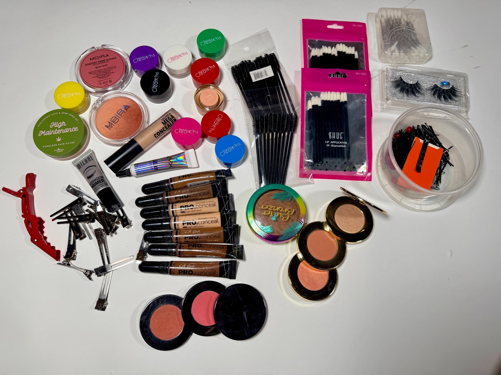 Large Makeup Bundle — Concealers, Blush, Bronzer, Applicators, Lashes + More