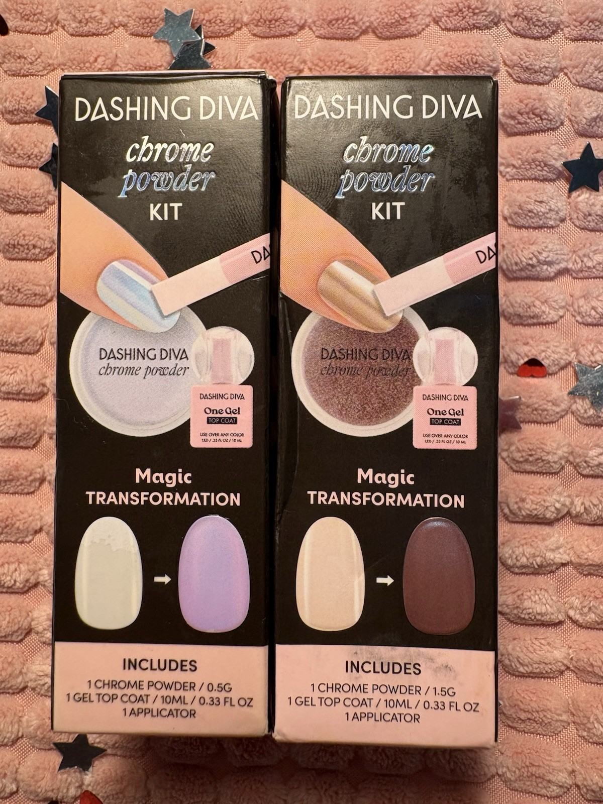 2 Dashing Diva Chrome Powder Kit • 2 Olive & June Top Coat • Nail Art Bundle Set