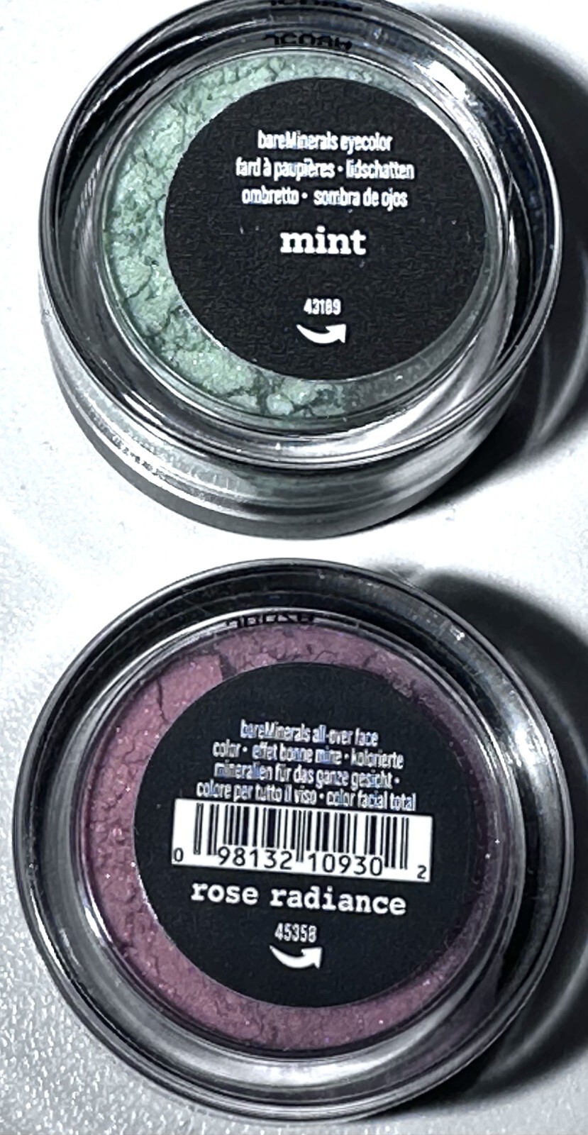 6 Mini Size bareMinerals .01 oz / .28 g Eye, Radiance, Blush, Mineral Veil